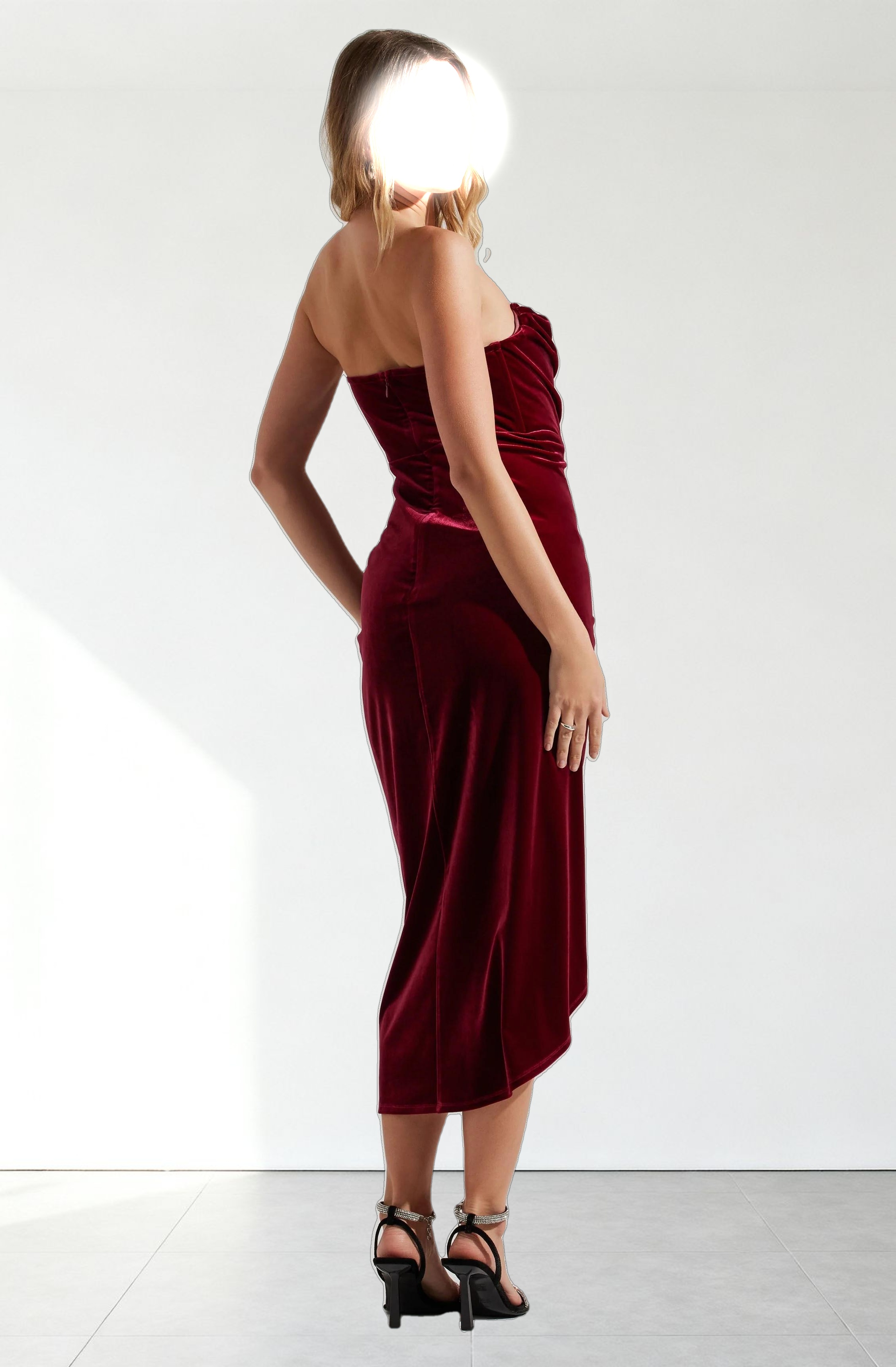 Meghan Velvet Draped Midi Dress