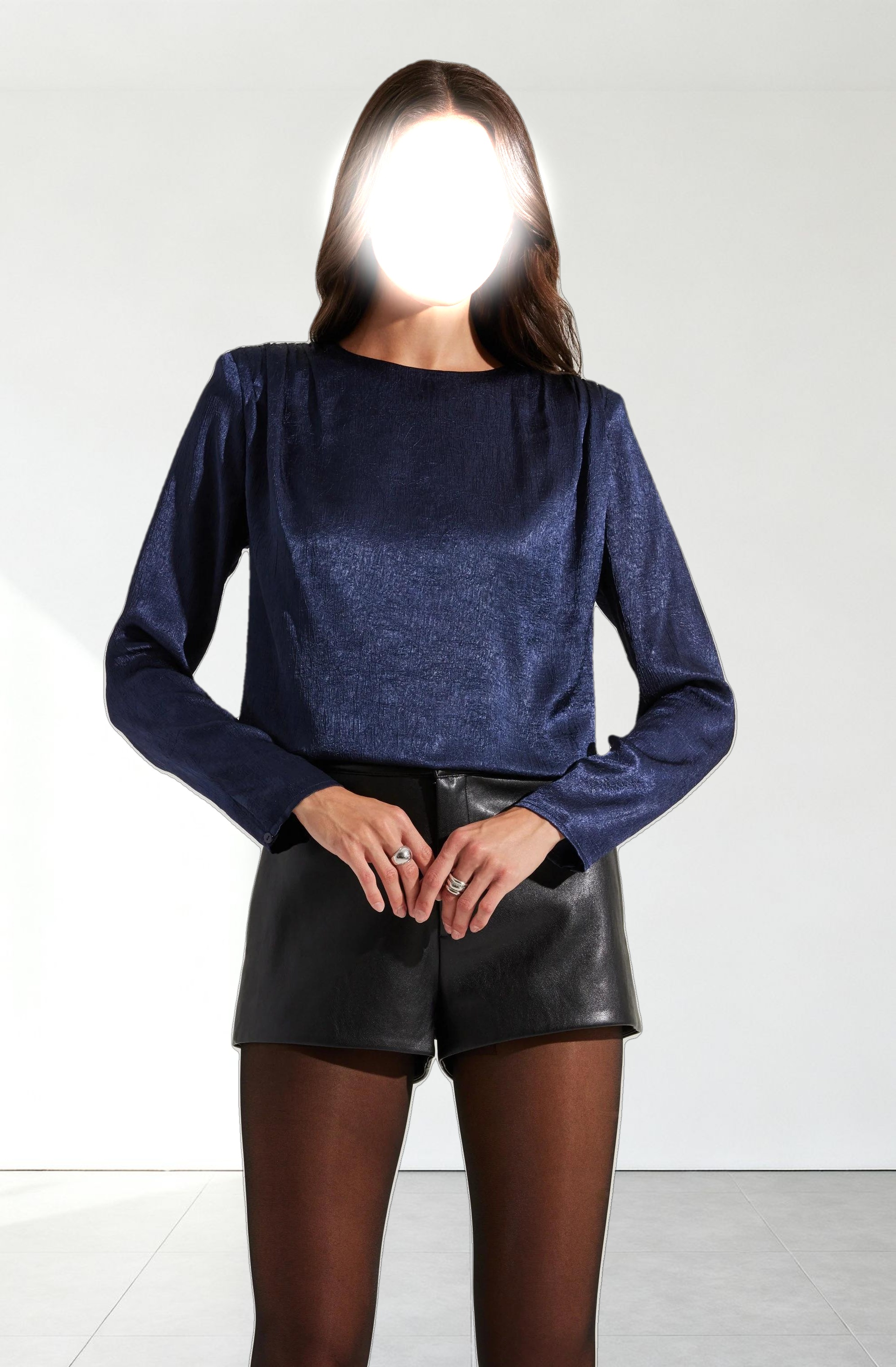 Aleannah Satin Long Sleeve Top