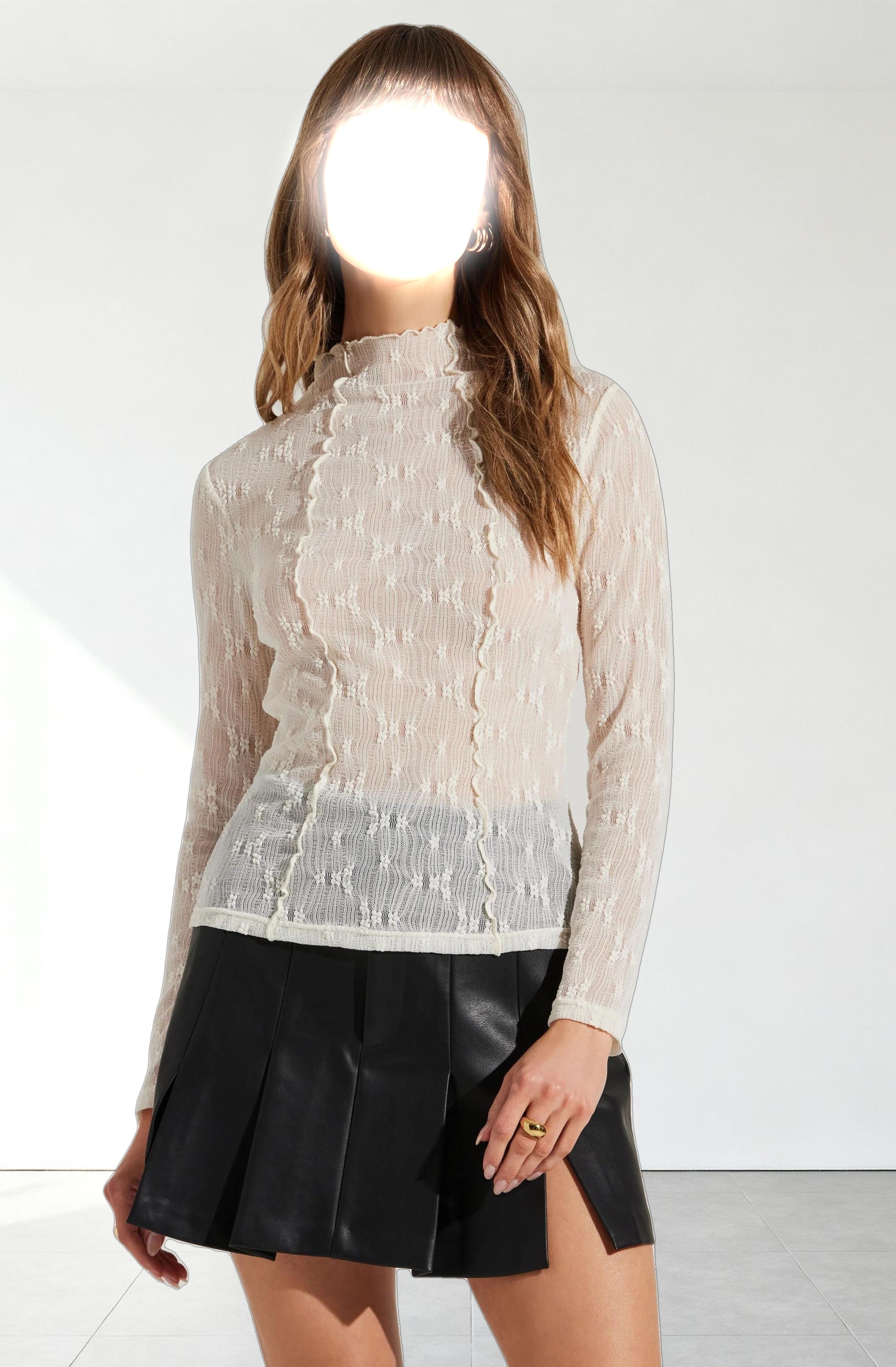 Colleen Mock Neck Lace Top
