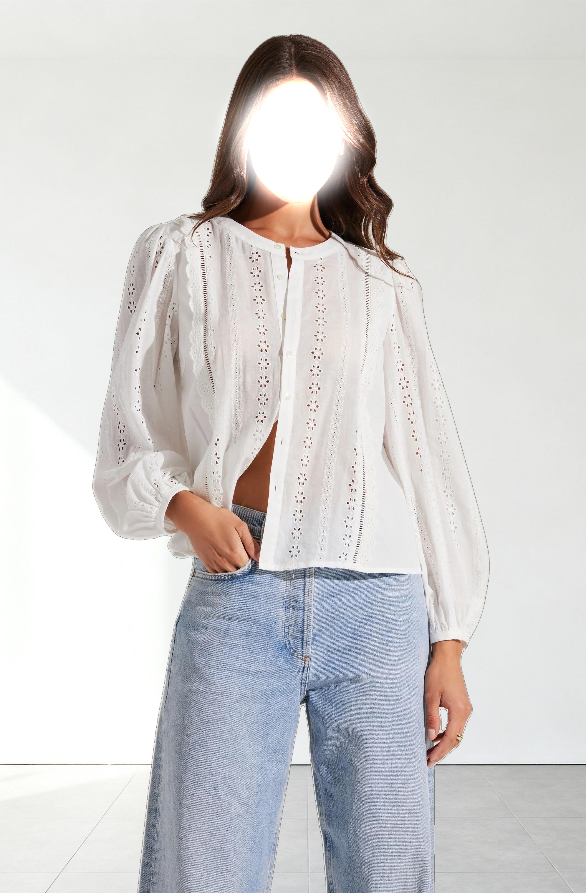 Aneska Broderie Button Up Top