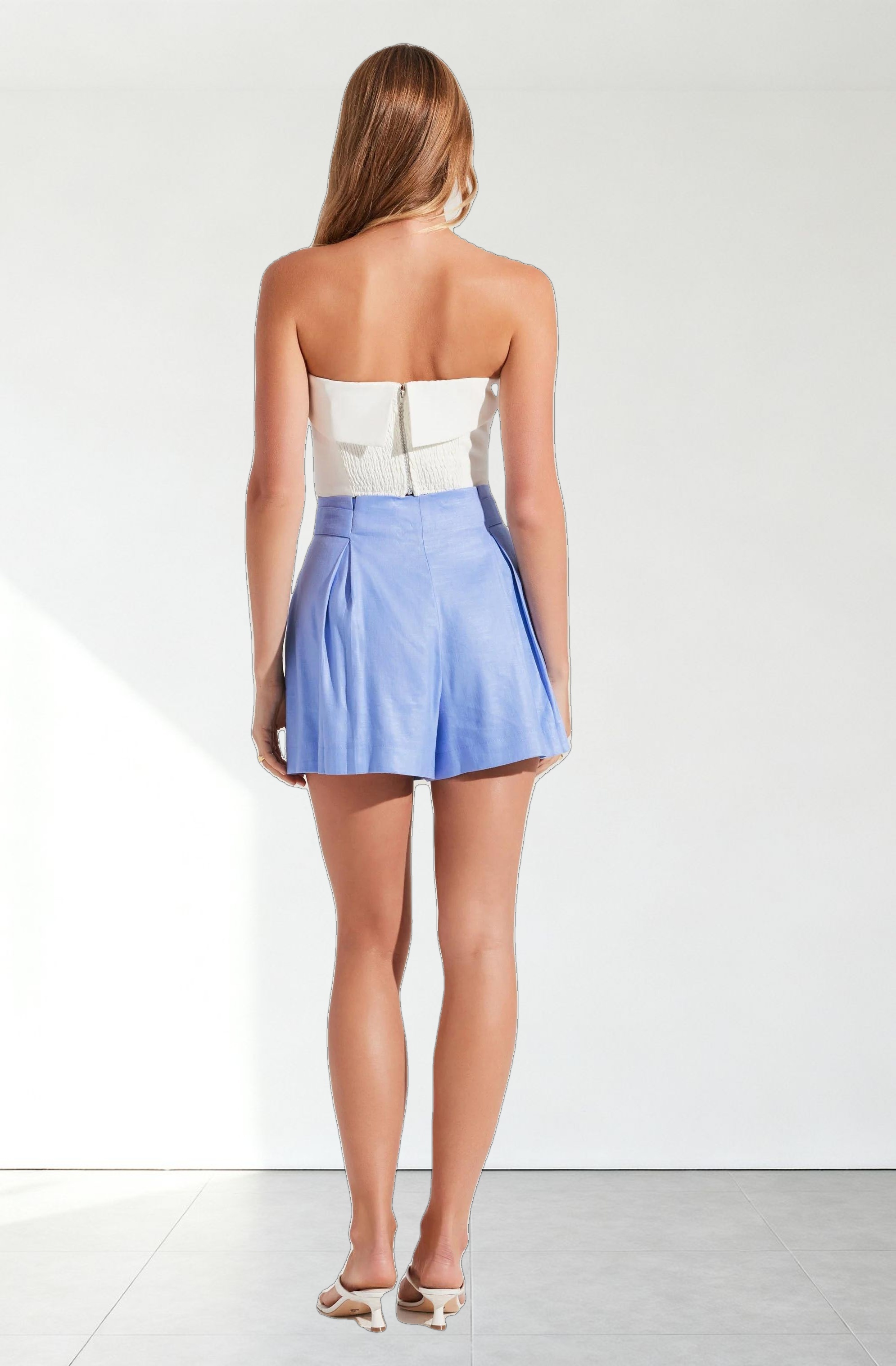 Ollie Pleated Linen Blend Shorts