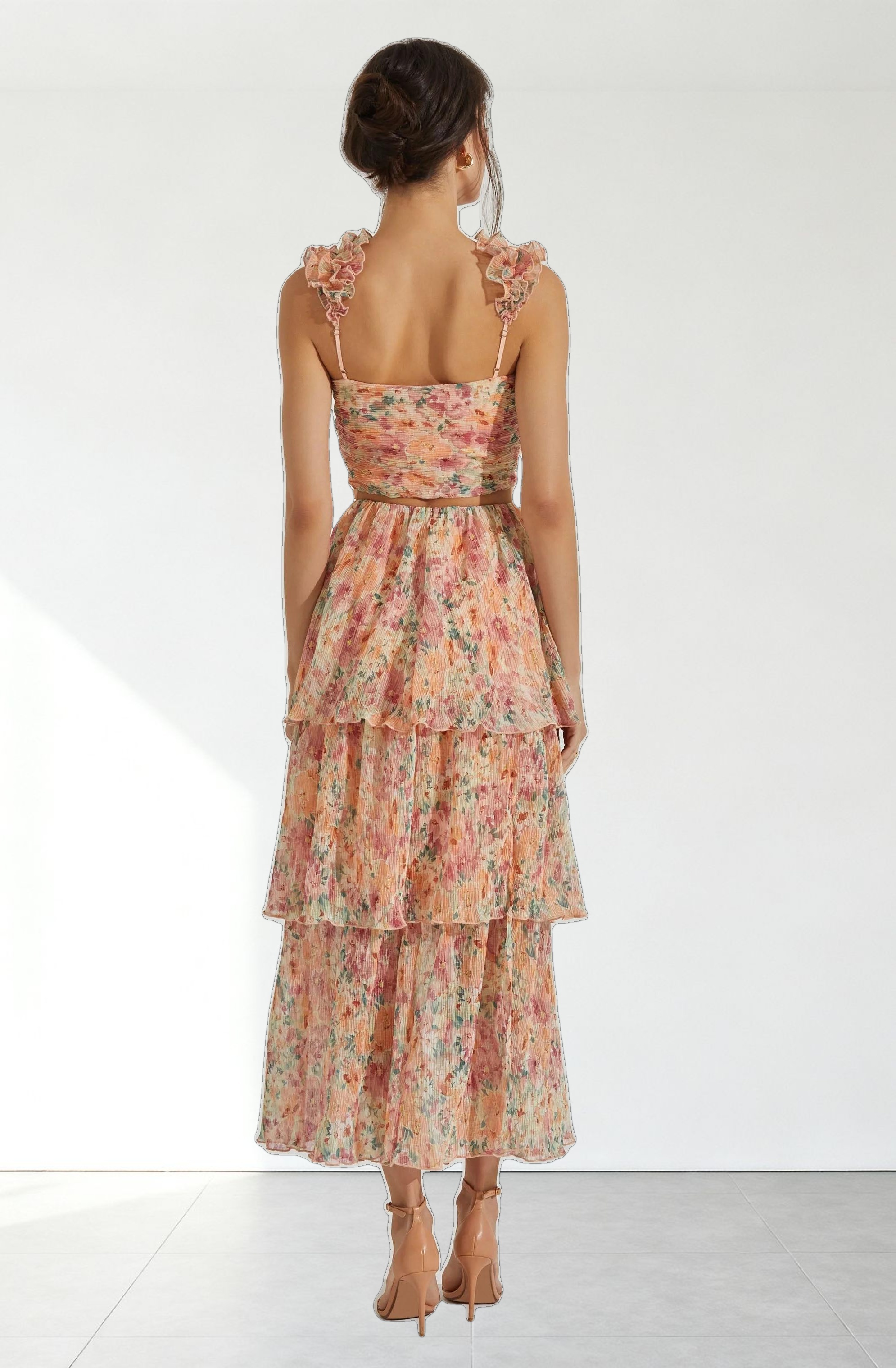 Tiered Plisse Maxi Skirt