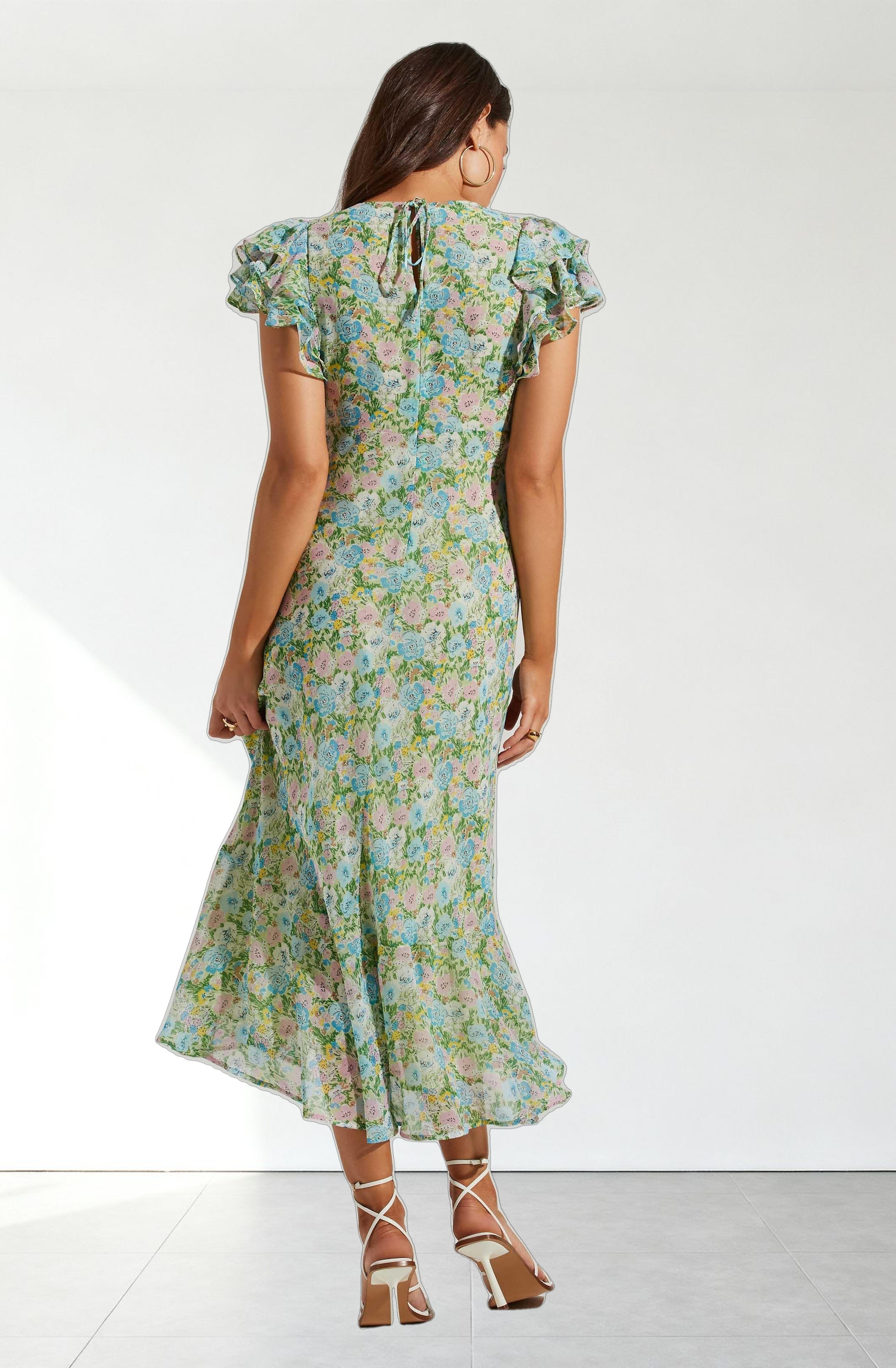 Celestine Floral Ruffle Midi Dress