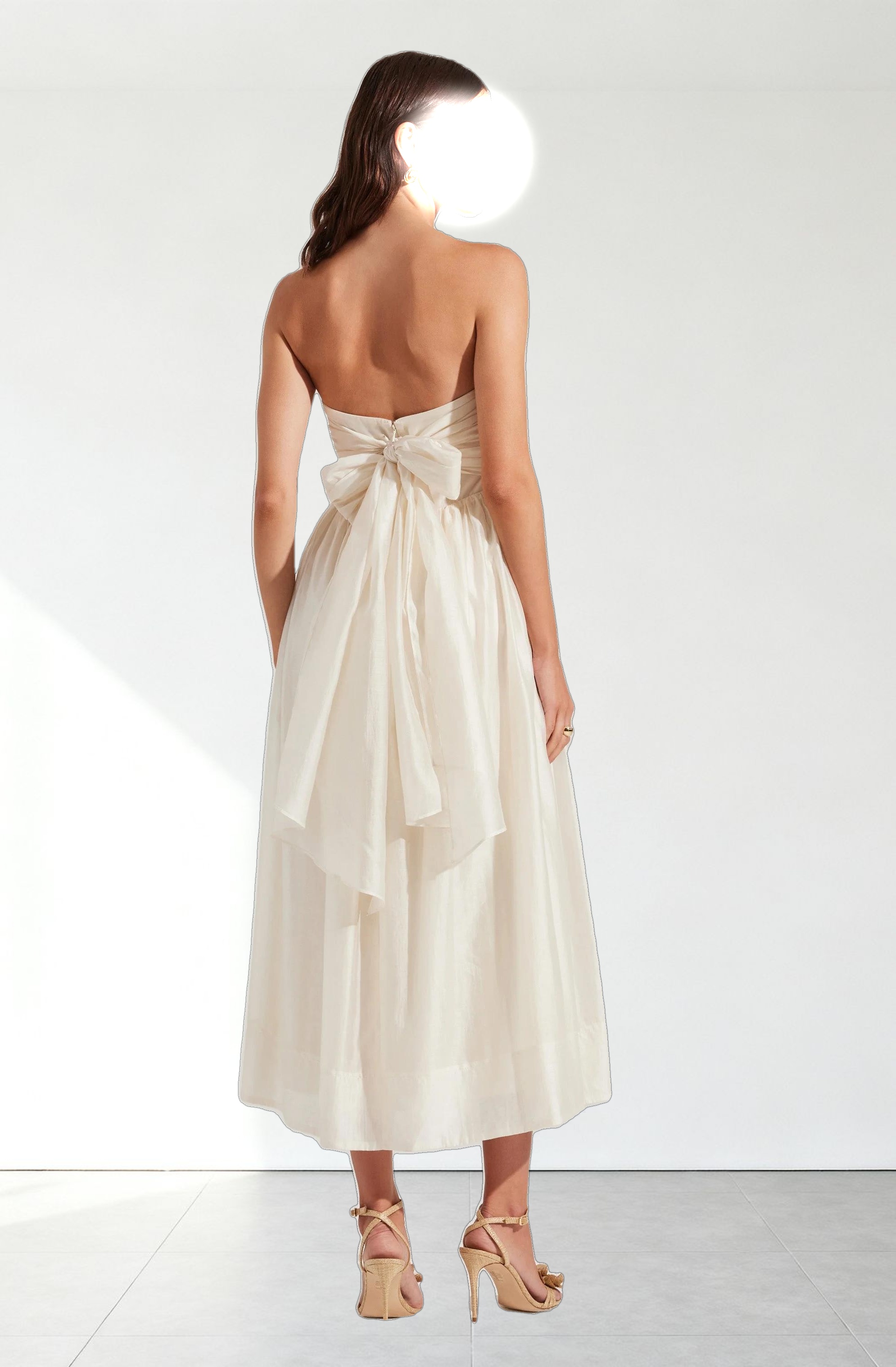 Aneesha Strapless Pleated Midi Dress