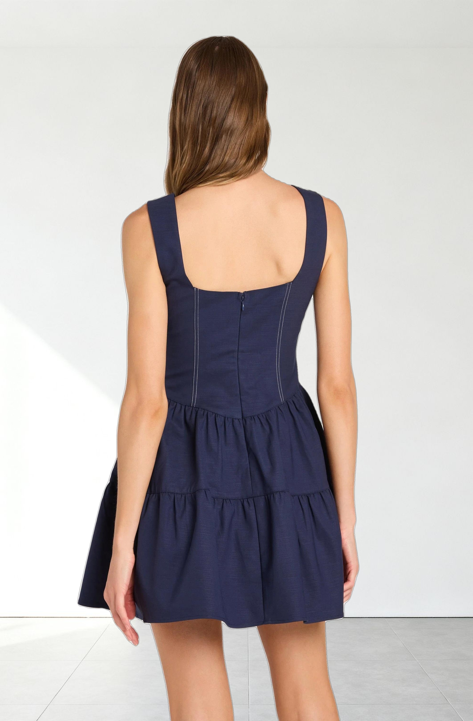 Tiered Stitch Detail Mini Dress