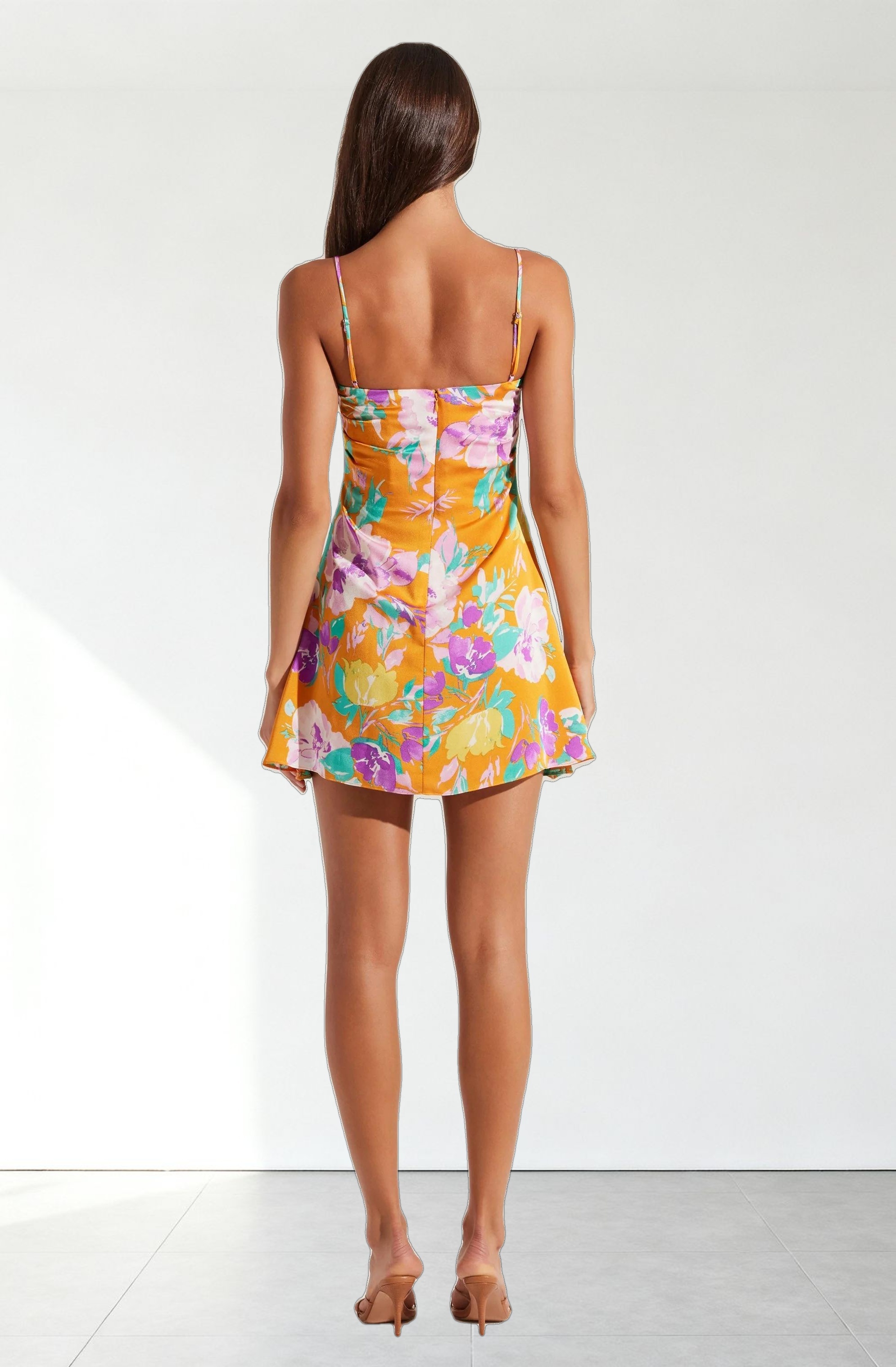 Cerinthe Satin Floral Mini Dress
