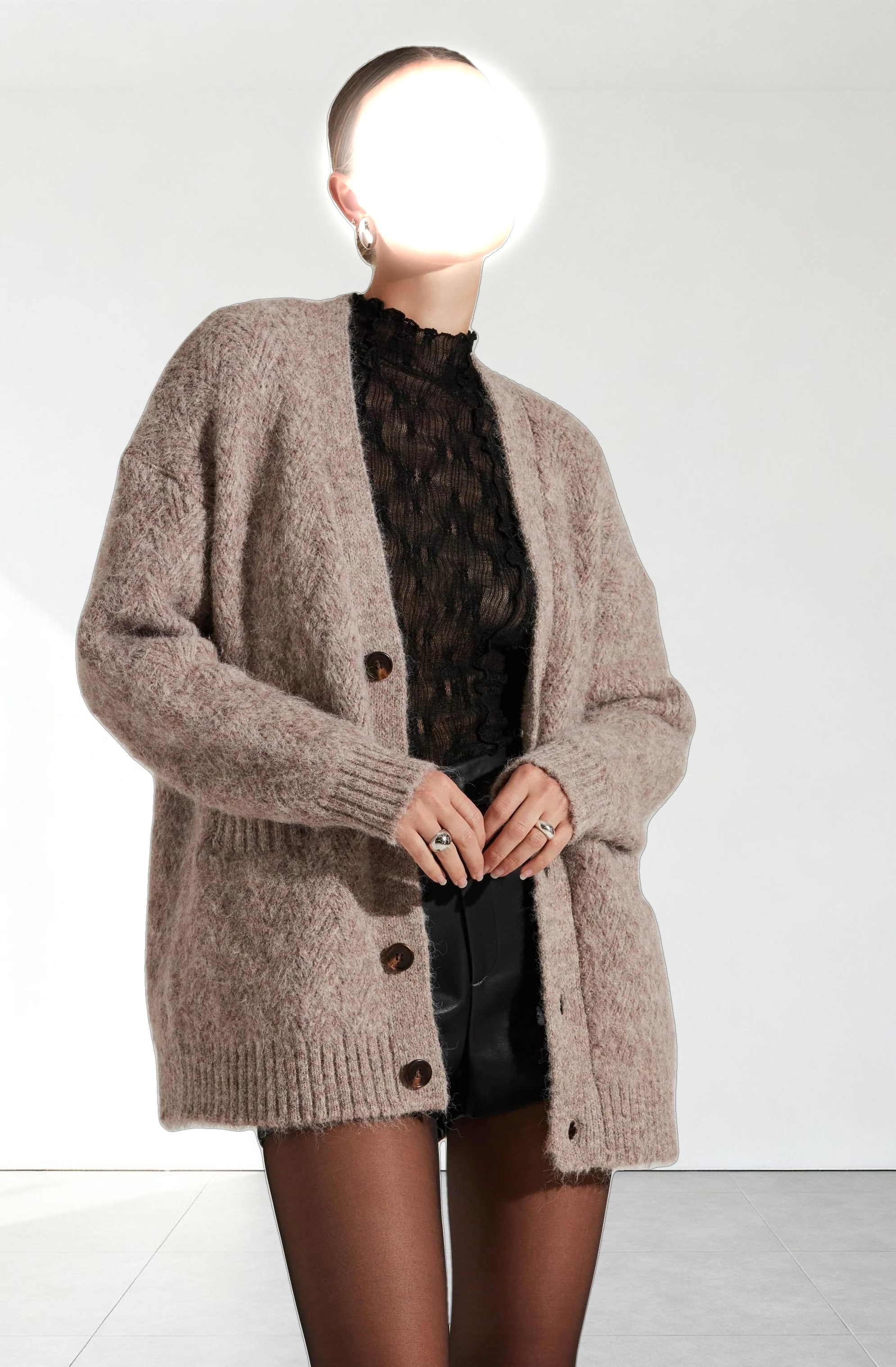 Charli Brushed-Effect Cardigan Sweater