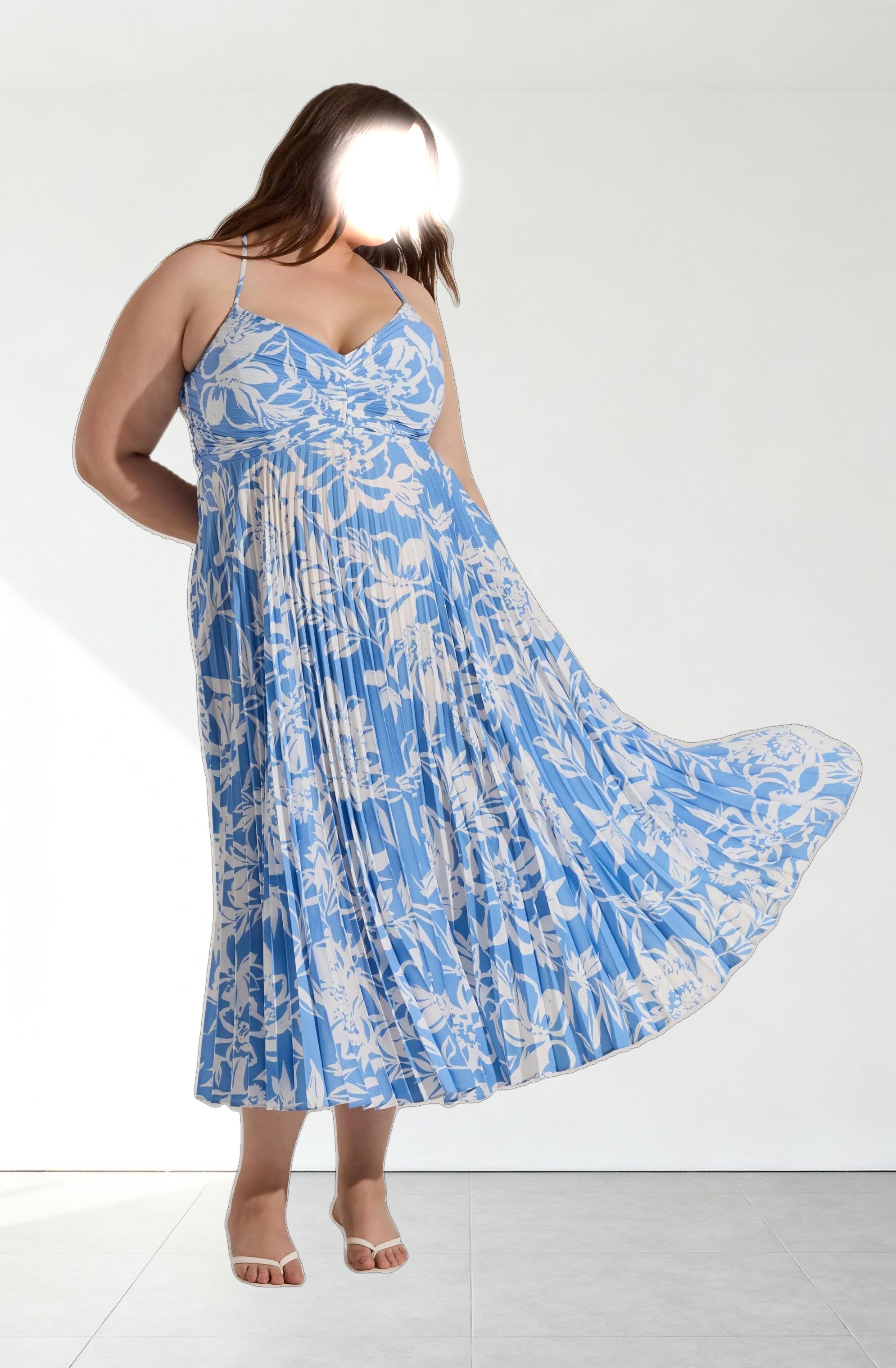 Blythe Floral Plisse Midi Dress