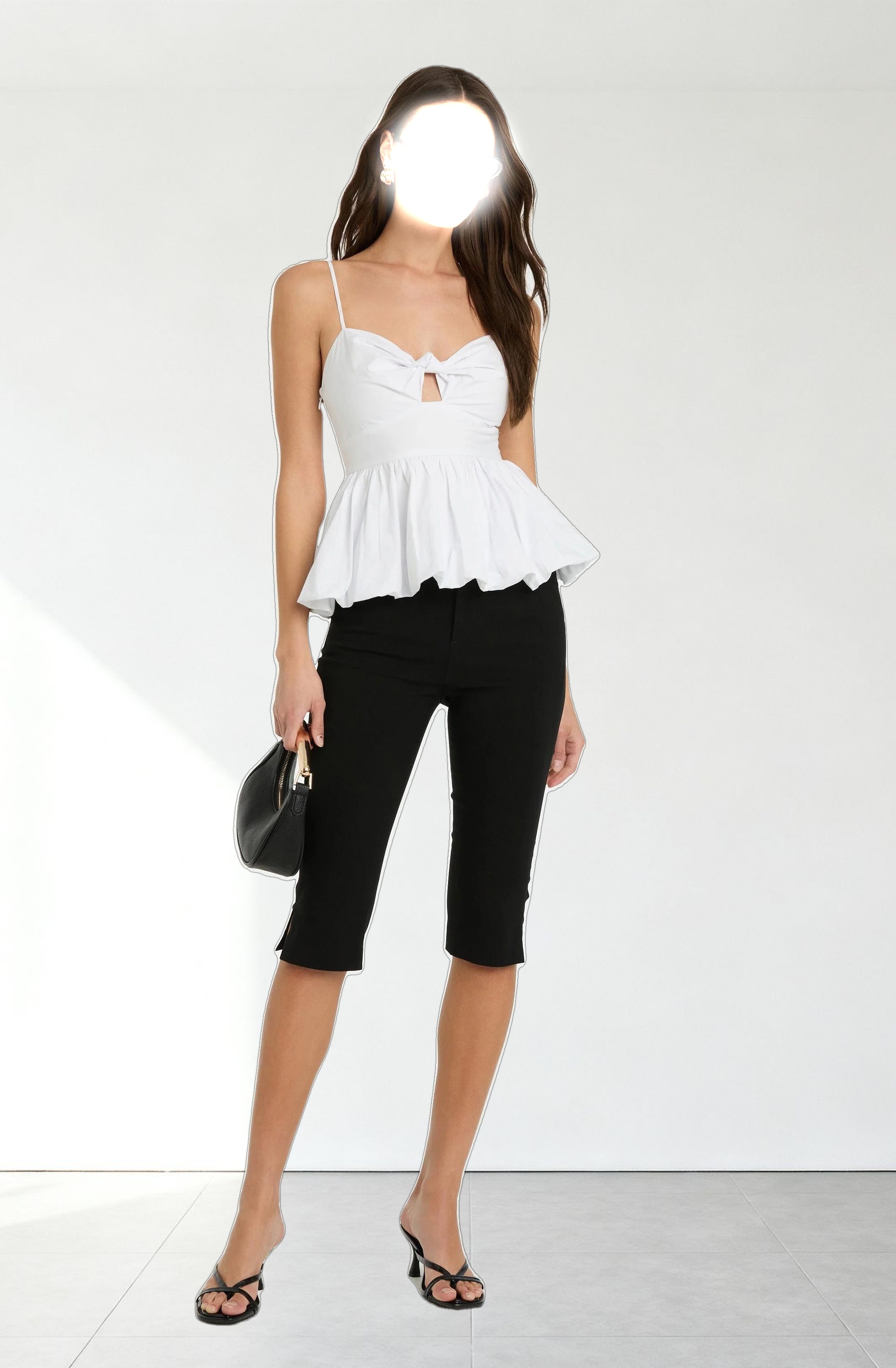 Cutout Bubble Hem Peplum Top