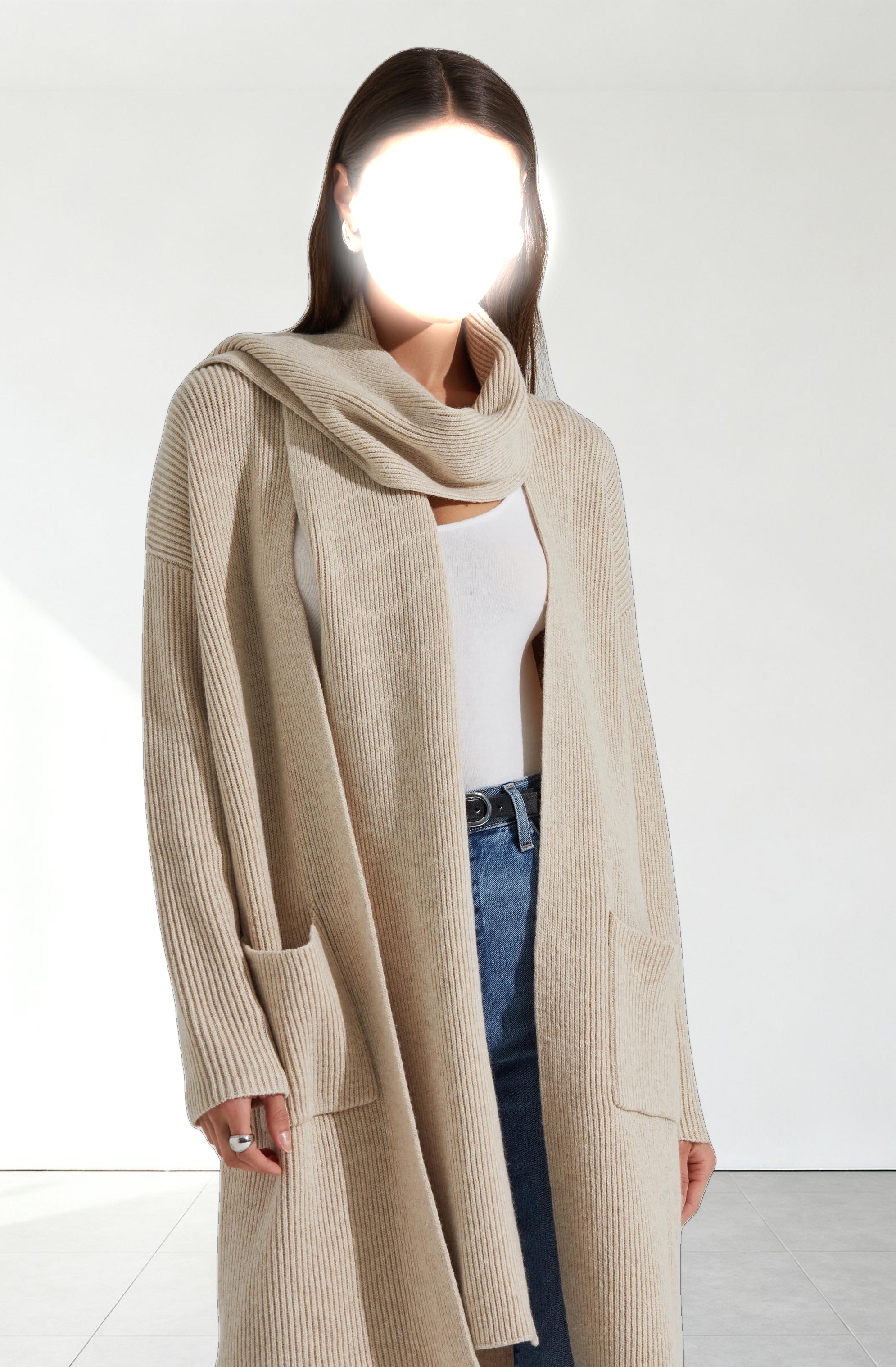 Noemi Ribbed Scarf Cardigan