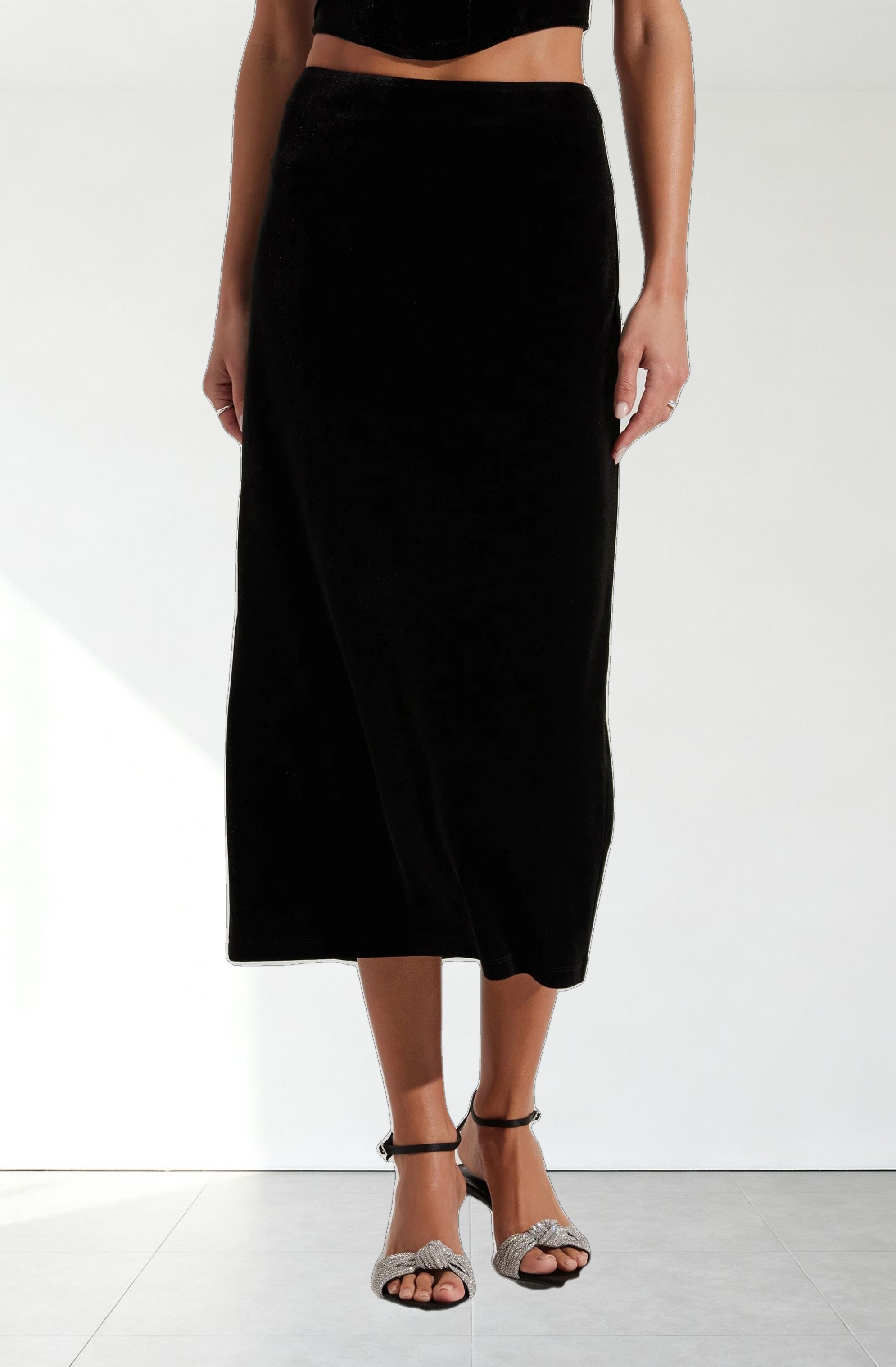 Velvet Midi A-Line Skirt