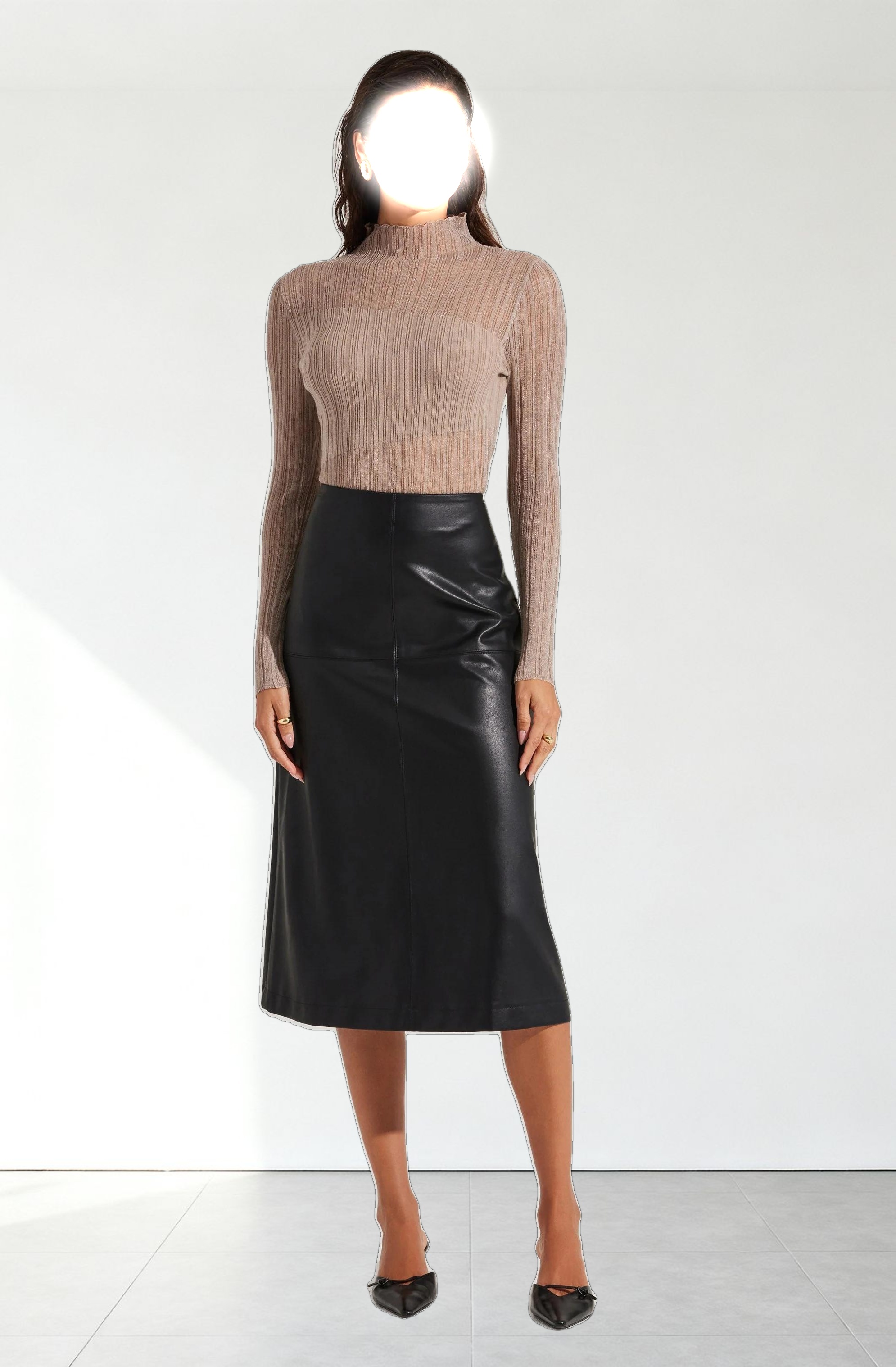 Mock Neck Mesh Contrast Top