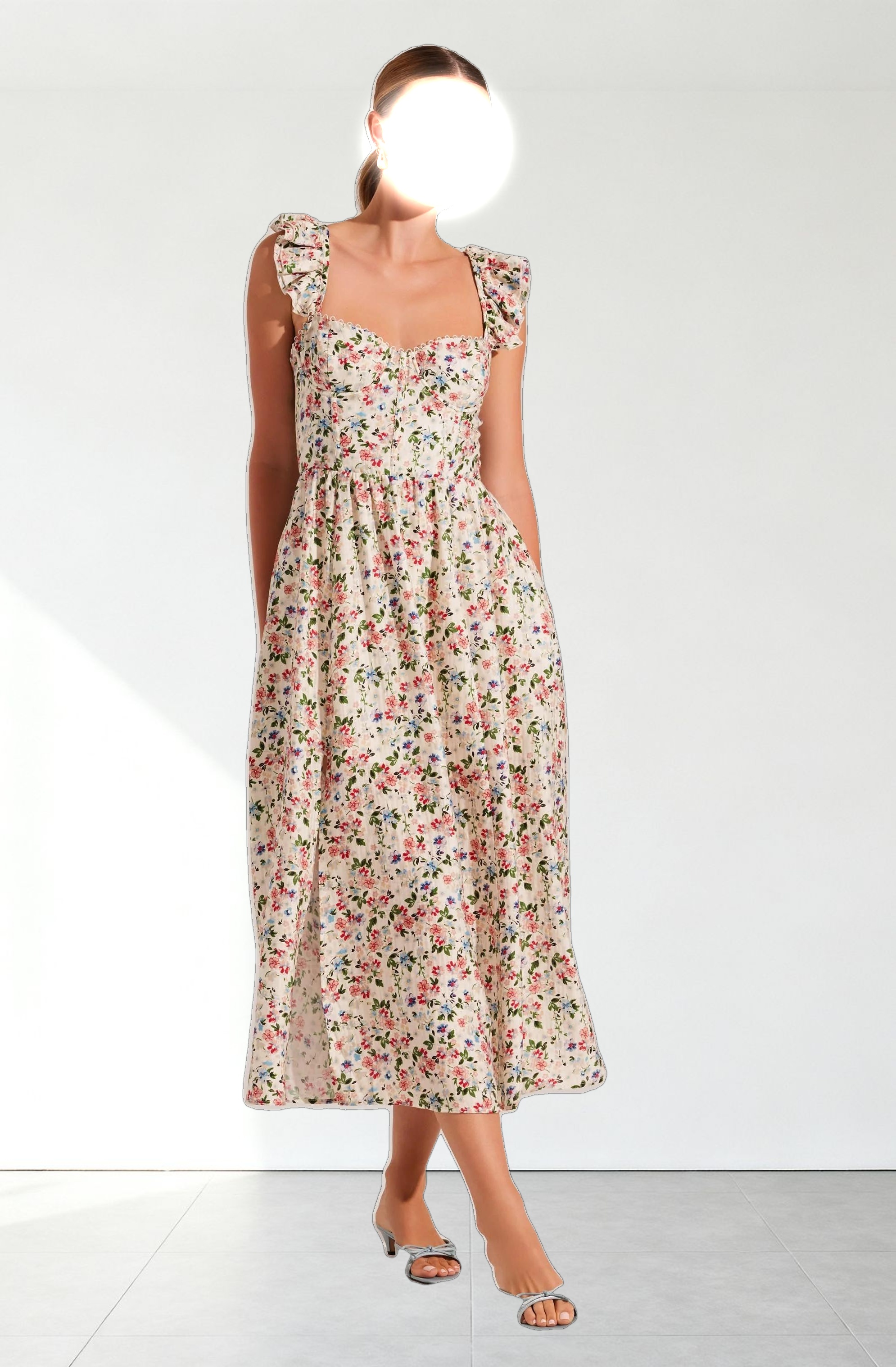 Wedelia Floral Bustier Midi Dress