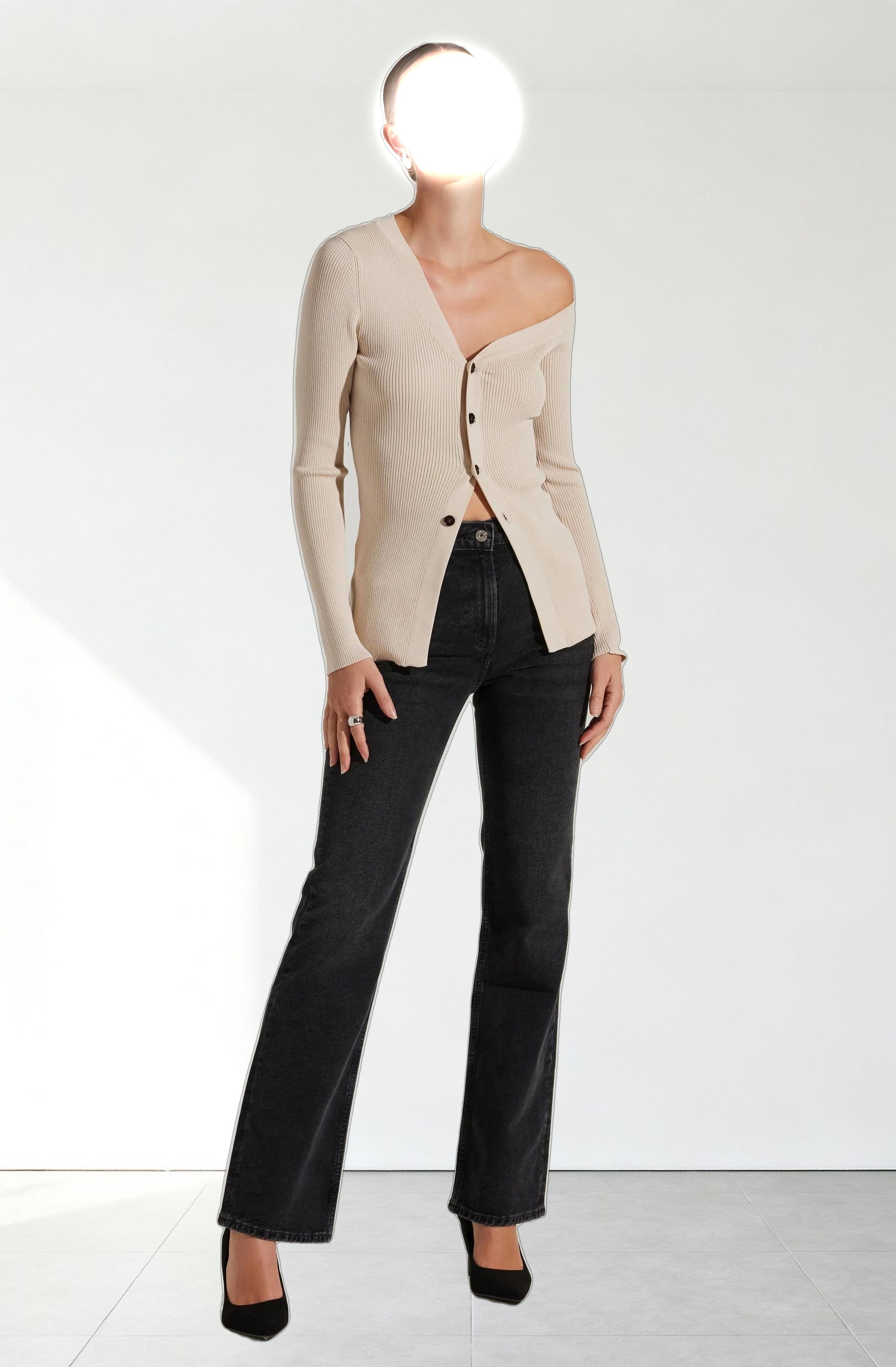 Celin One Shoulder Ribbed Sweater