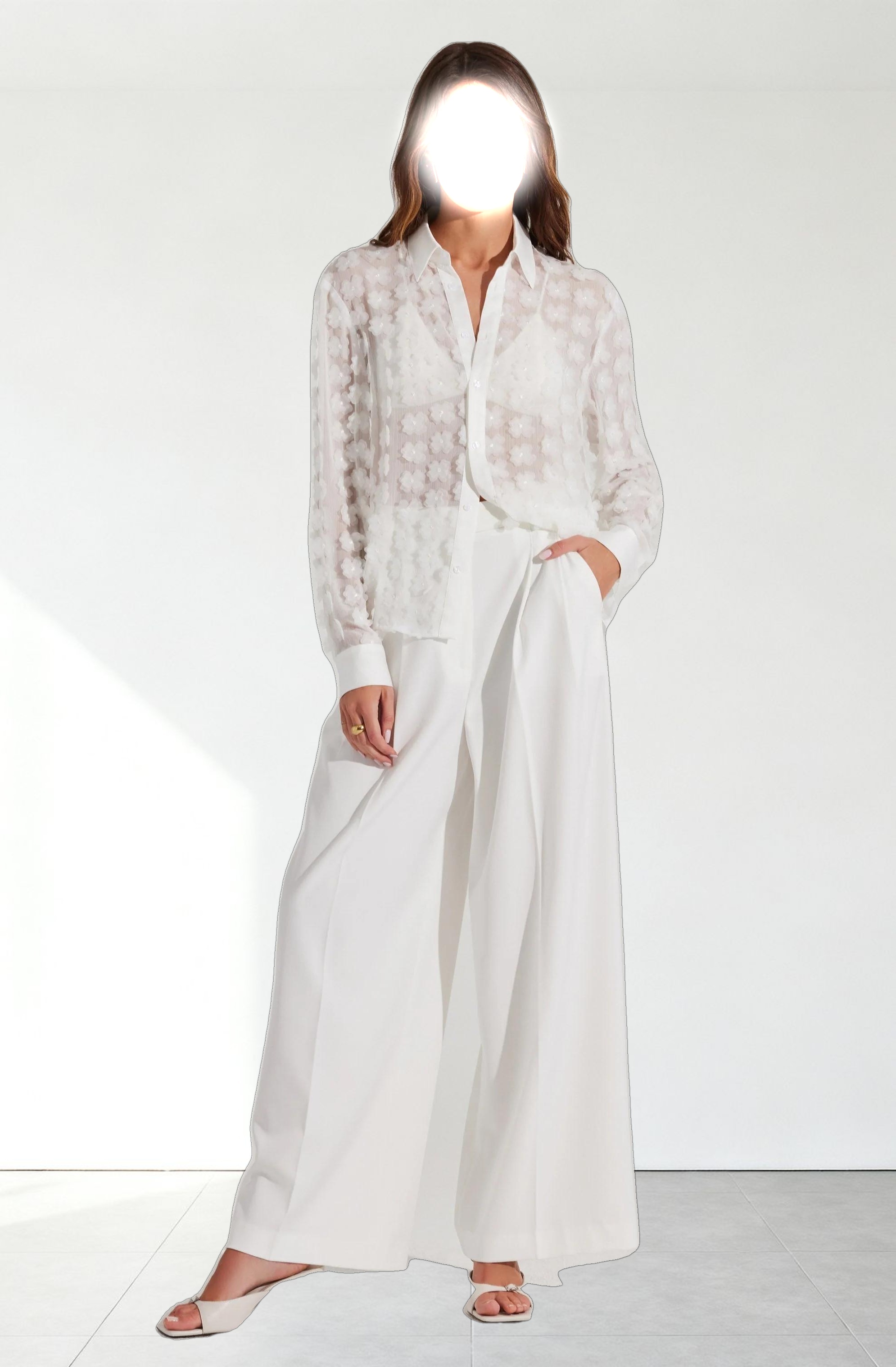 Ioannis 3D Floral Appliqué Shirt