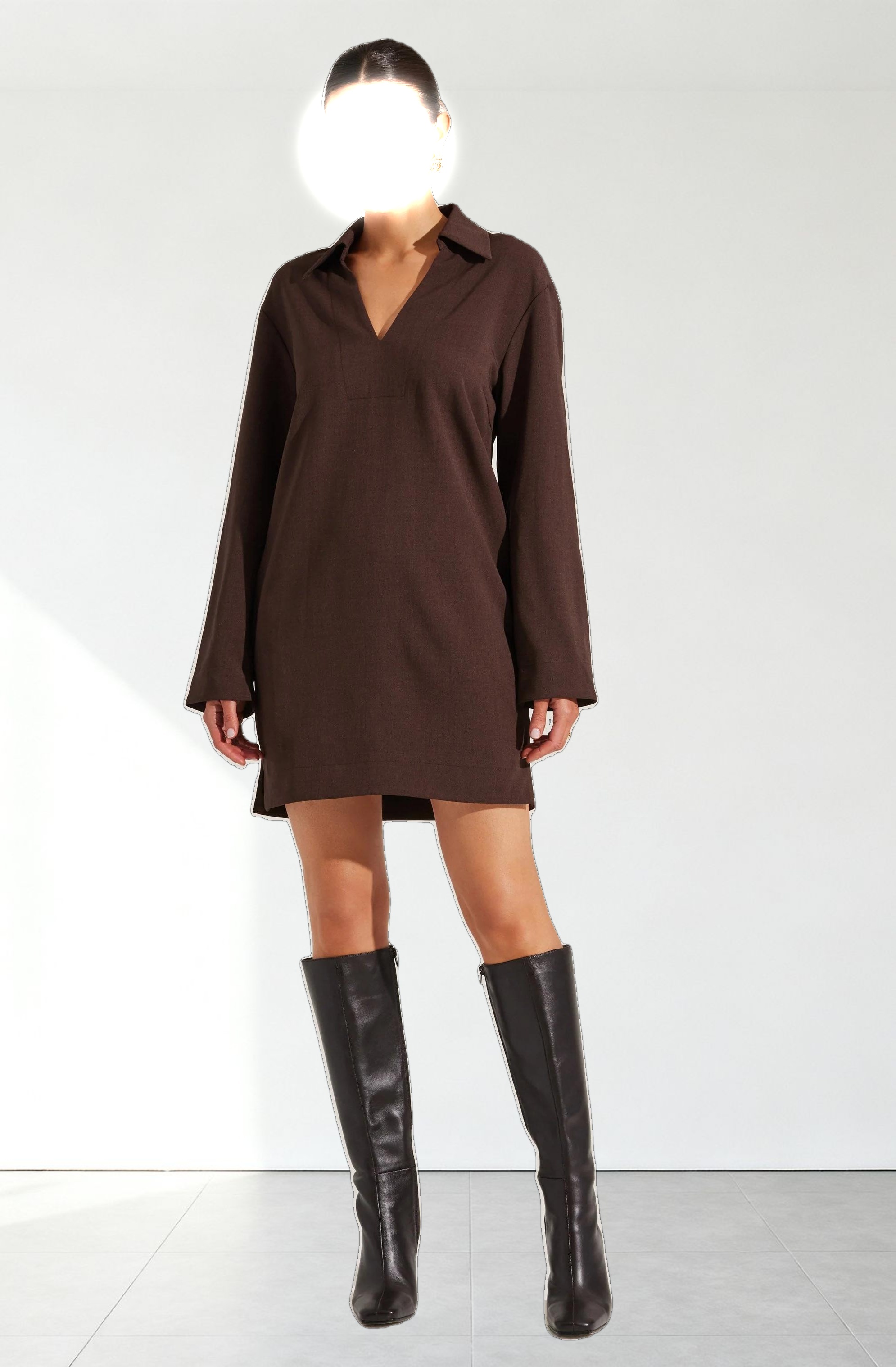 V-Neck Woven Mini Dress