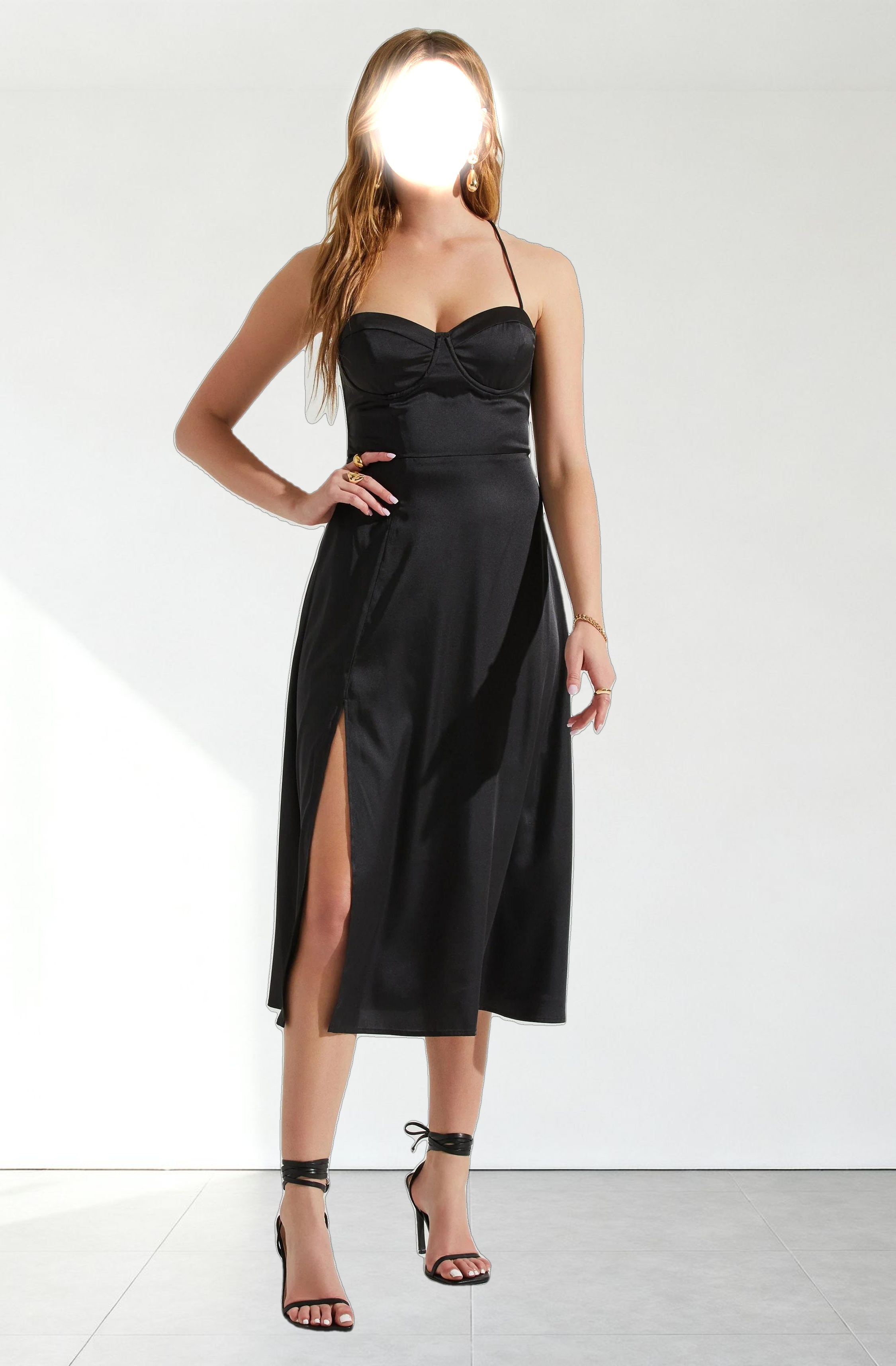 Gala Bustier Cross Strap Midi Dress