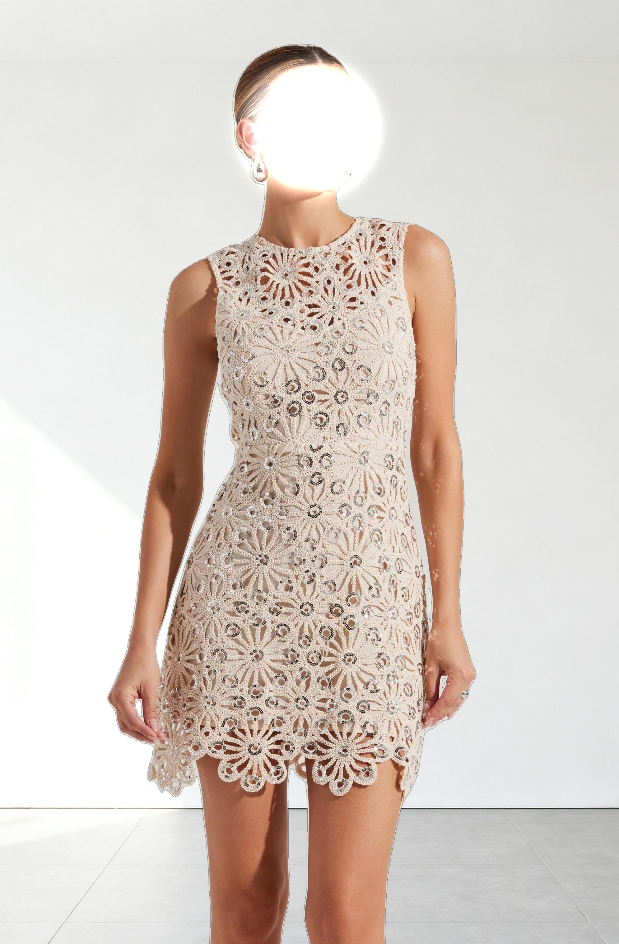 Priscila Crochet Floral Mini Dress