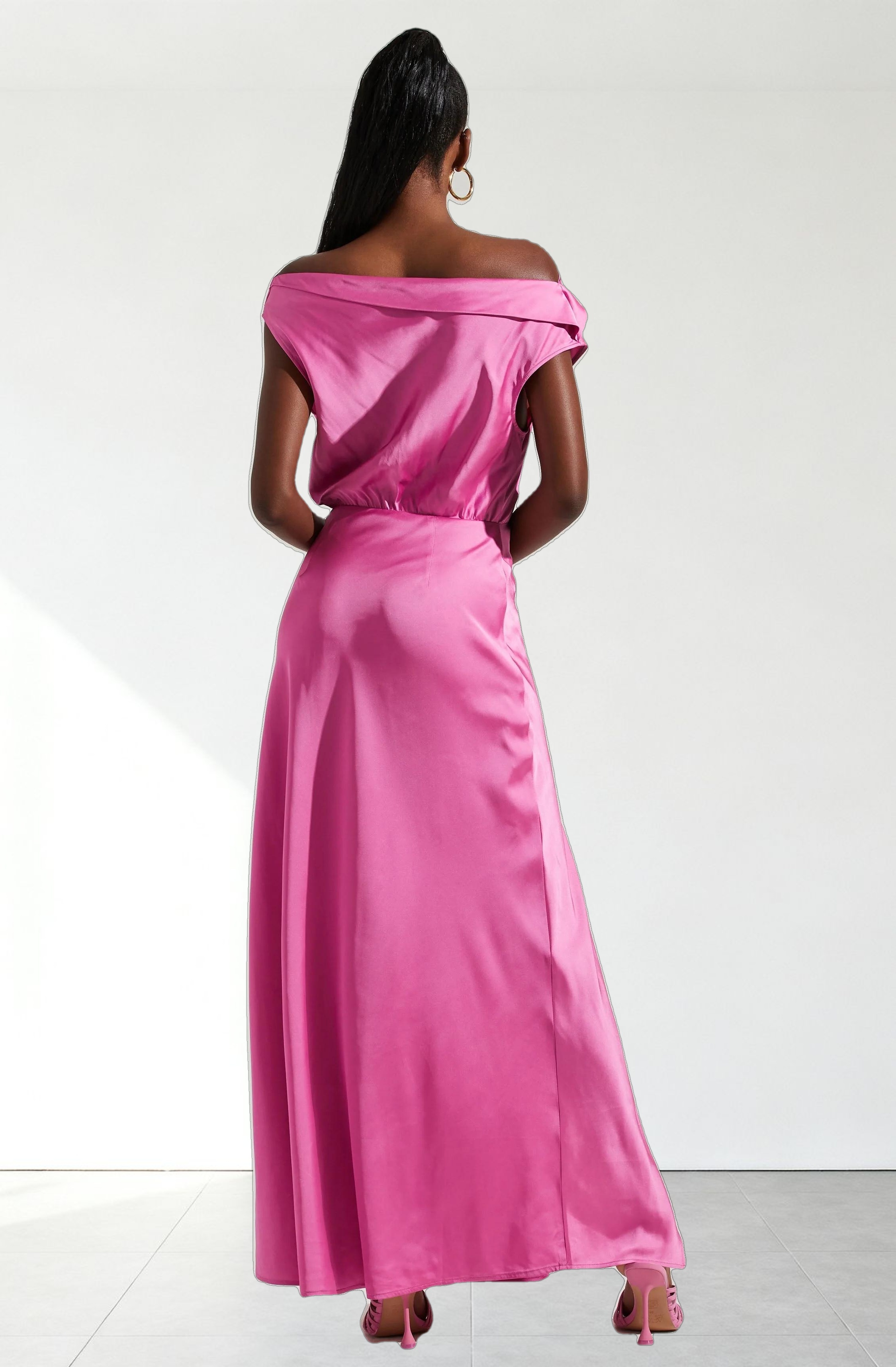 Monroe Satin Off Shoulder Maxi Dress