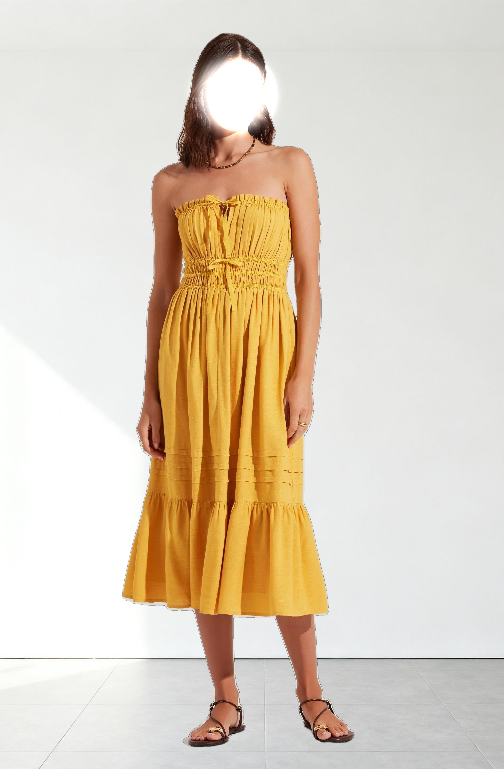 Aubrie Strapless Smocked Midi Dress