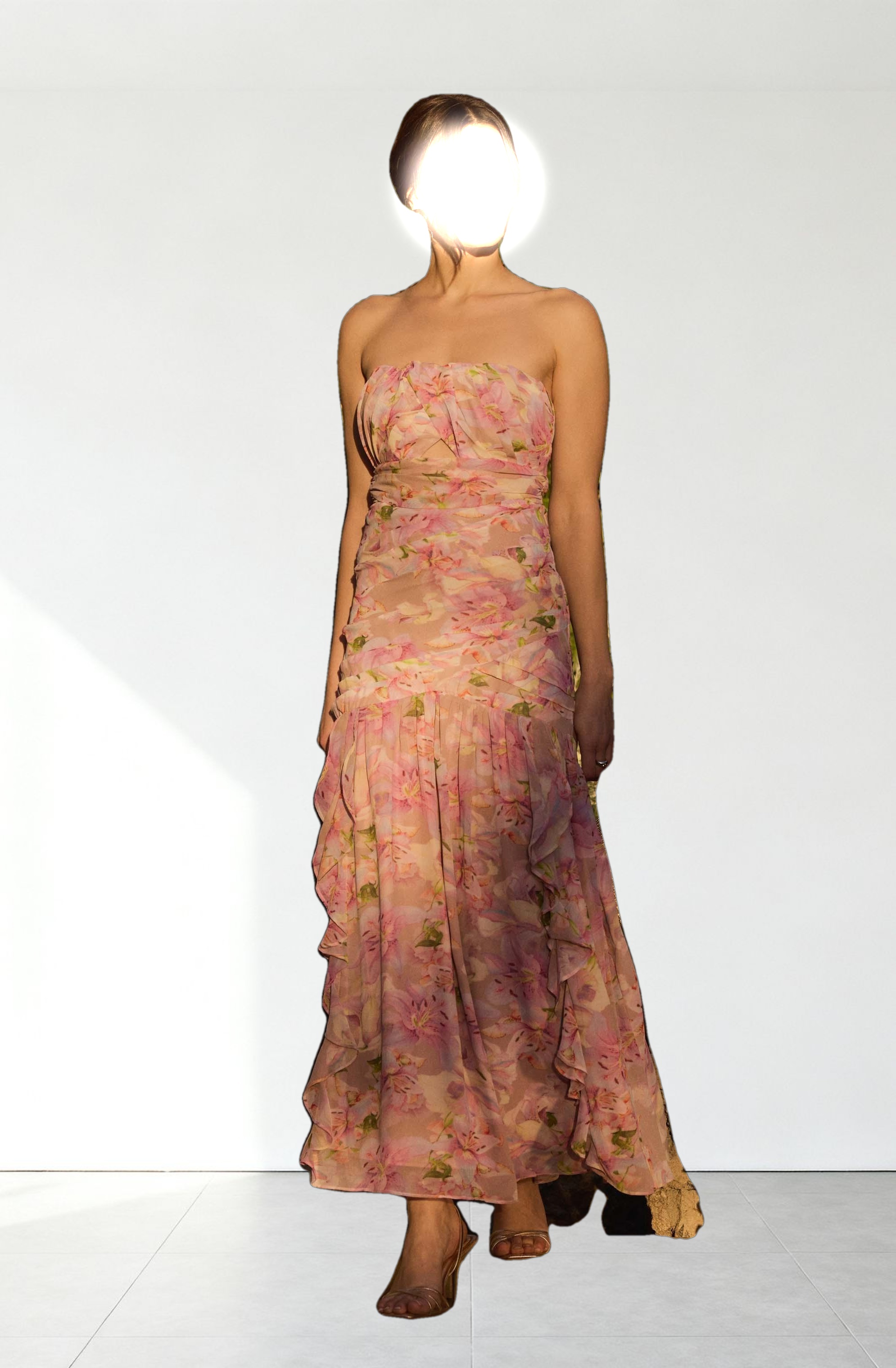 Estefany Strapless Pleated Maxi Dress