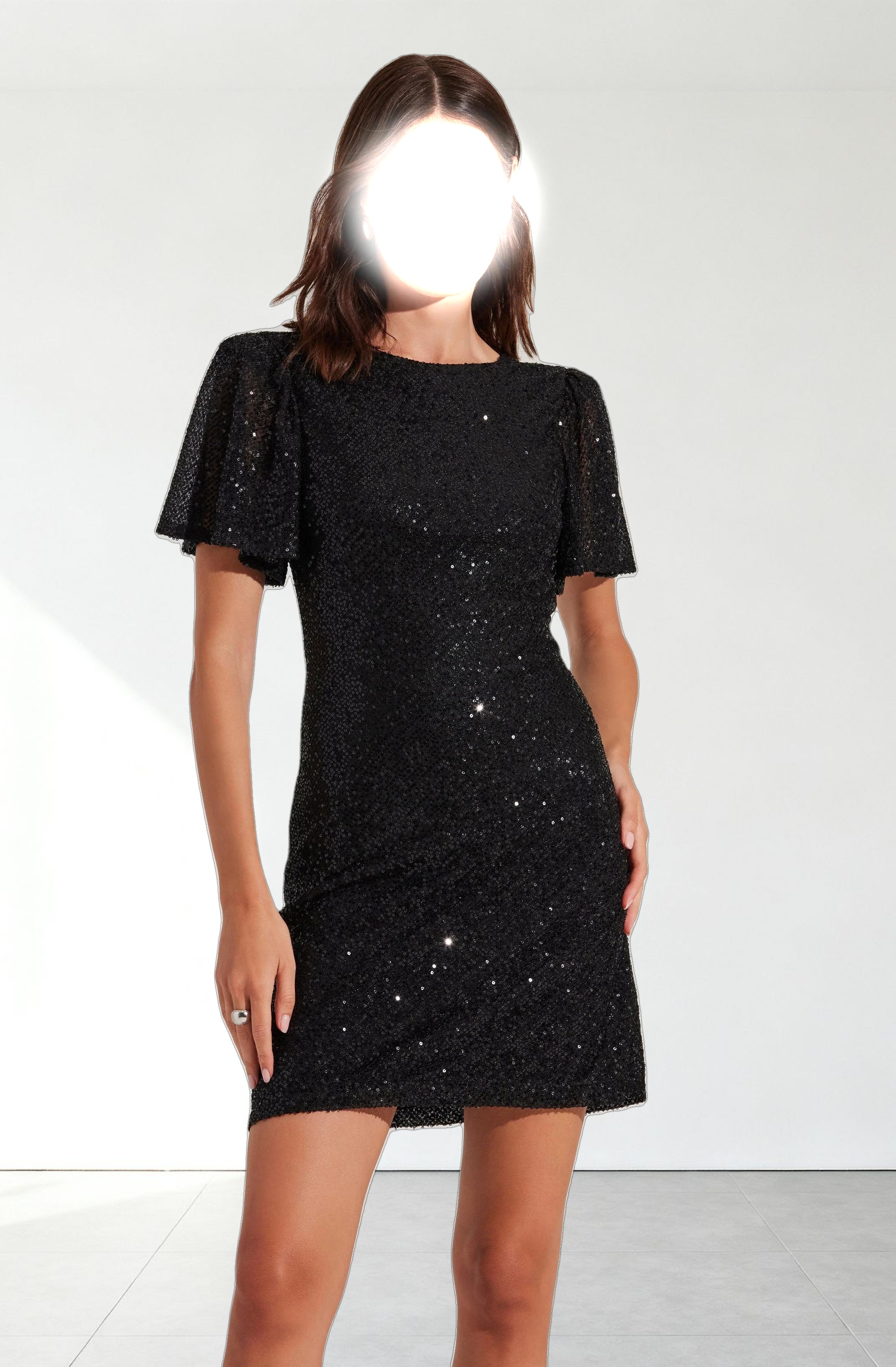 Sequin Flutter Sleeve Mini Dress