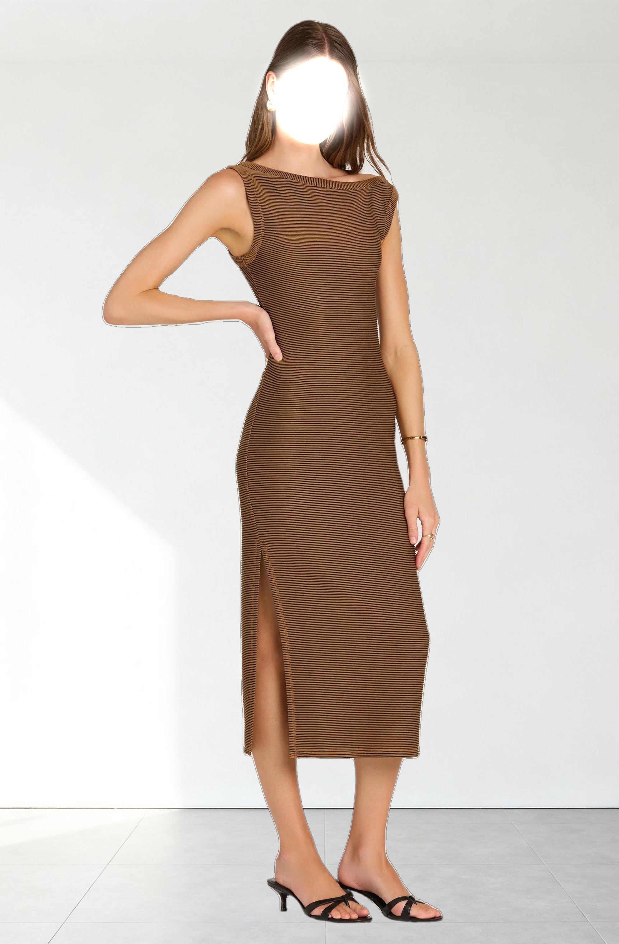 Off Shoulder Ribbed Knit Dress