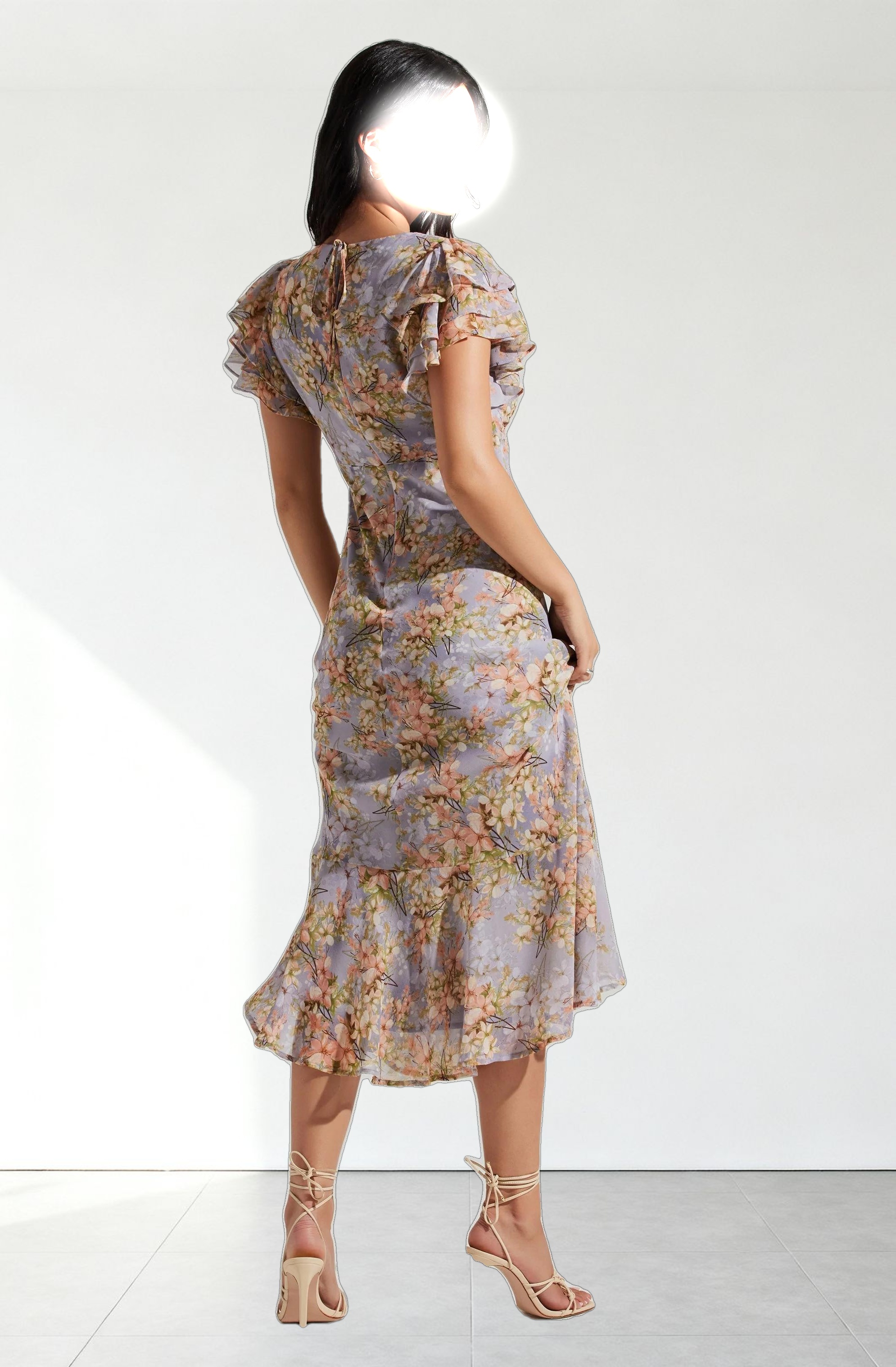Celestine Floral Flutter Sleeve Midi Dress