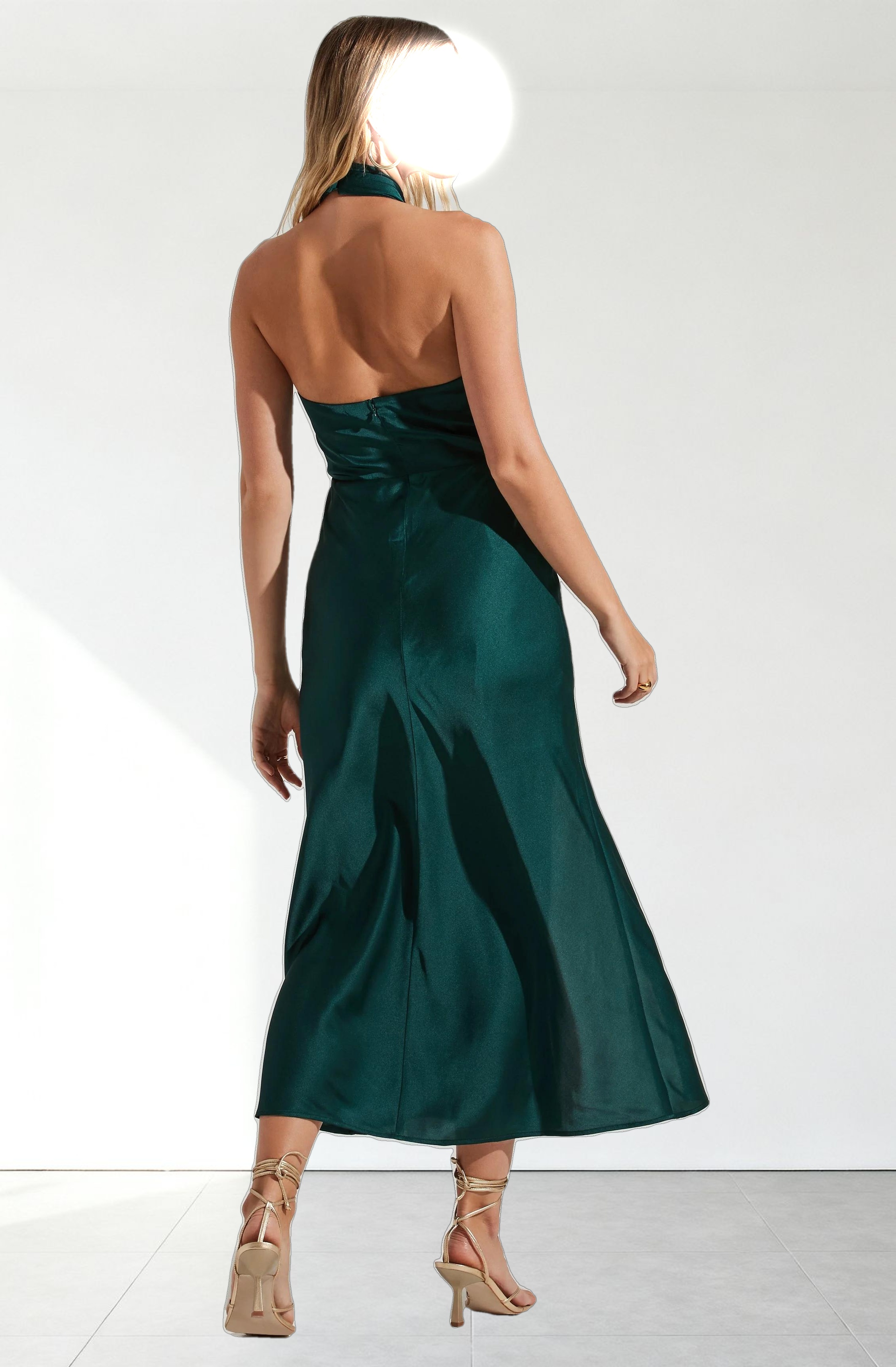 Marissa Satin Halter Neck Midi Dress