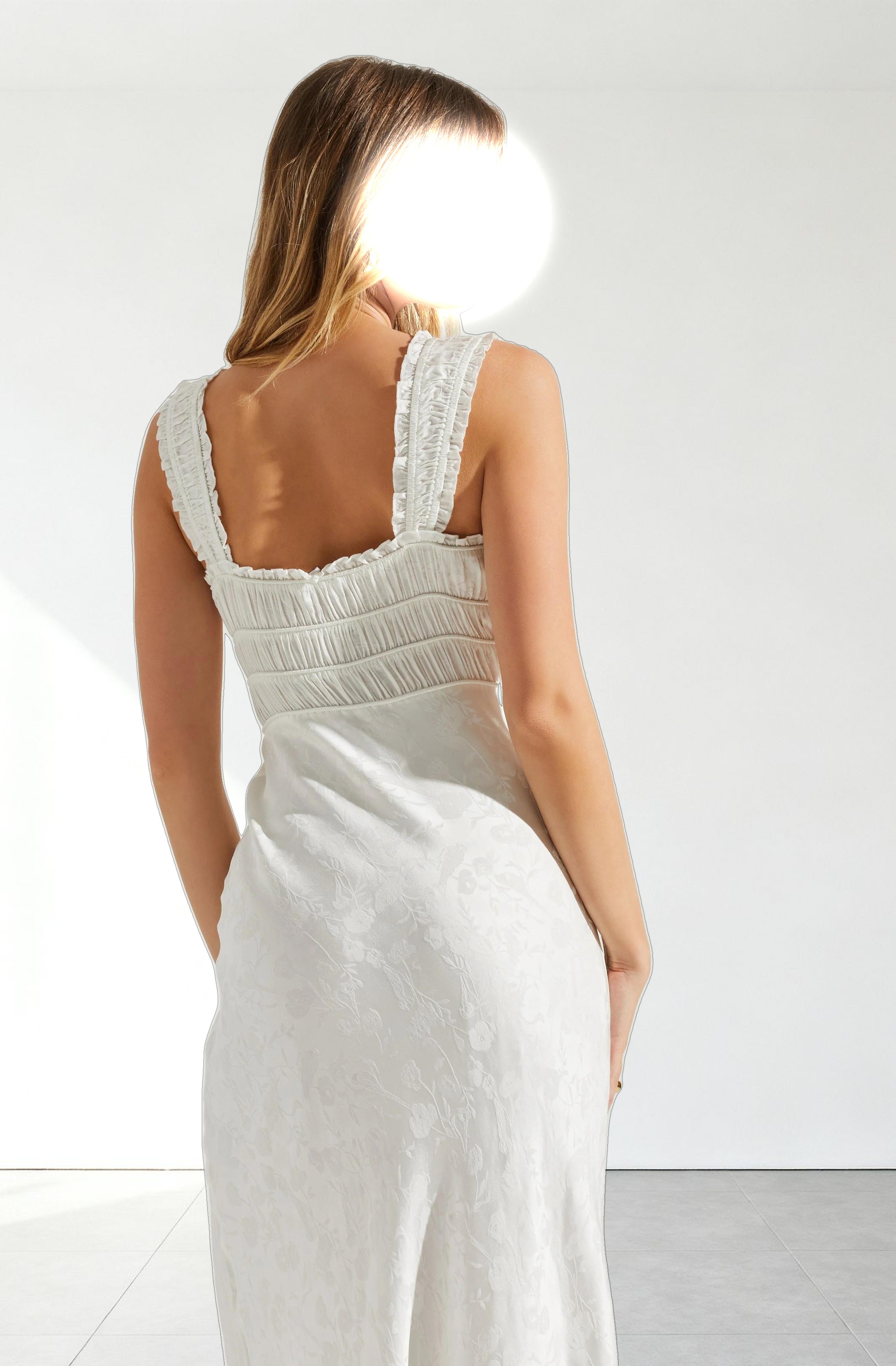 Enola Satin Smocked Midi Dress