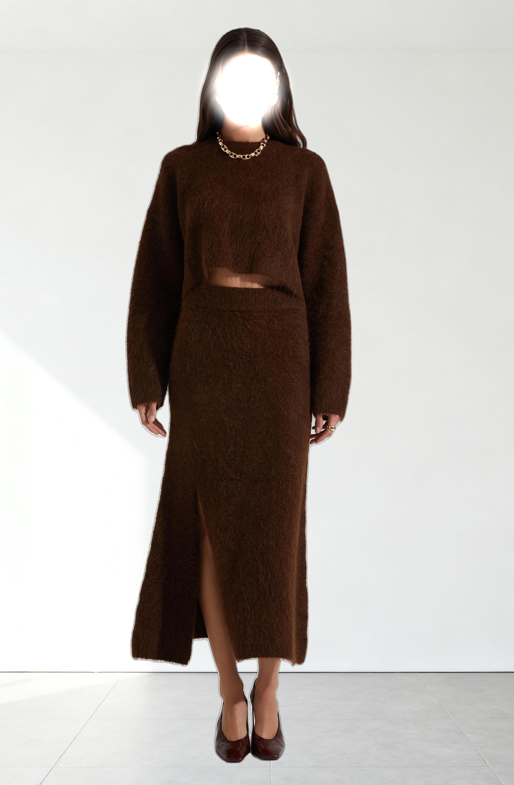 Sinisa Brushed Wool Midi Skirt