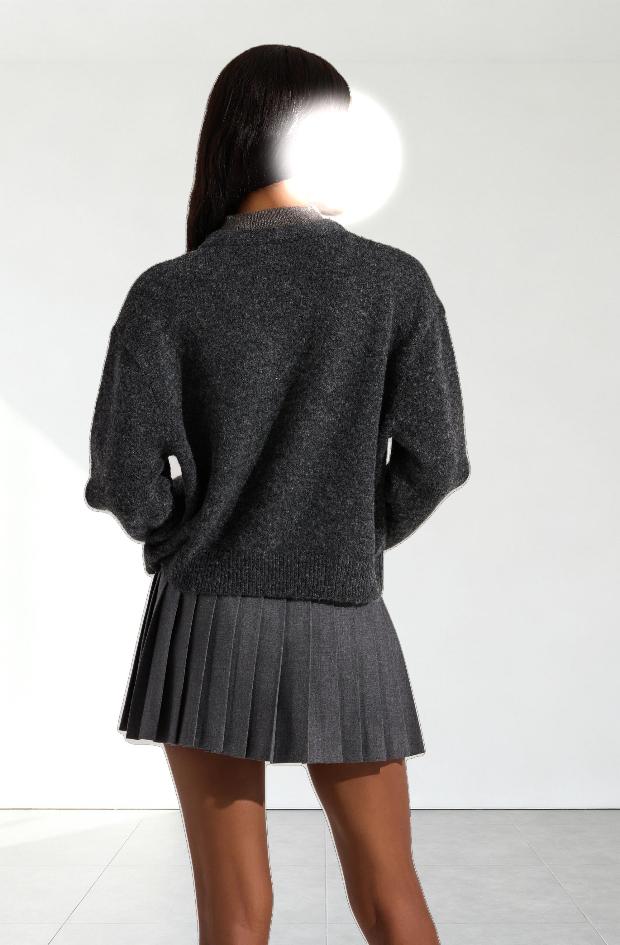 Layered Turtleneck Cardigan Sweater