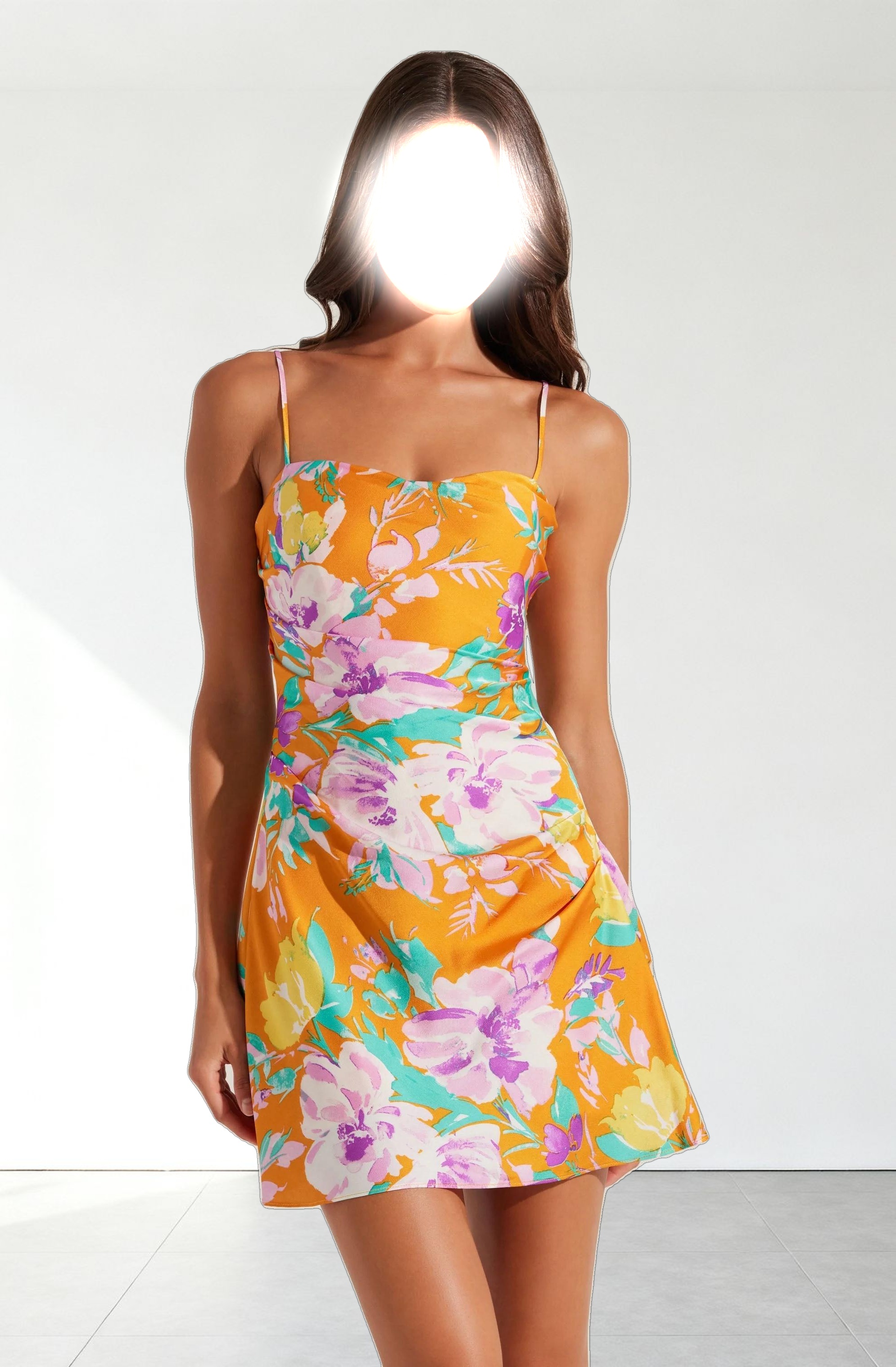 Cerinthe Satin Floral Mini Dress