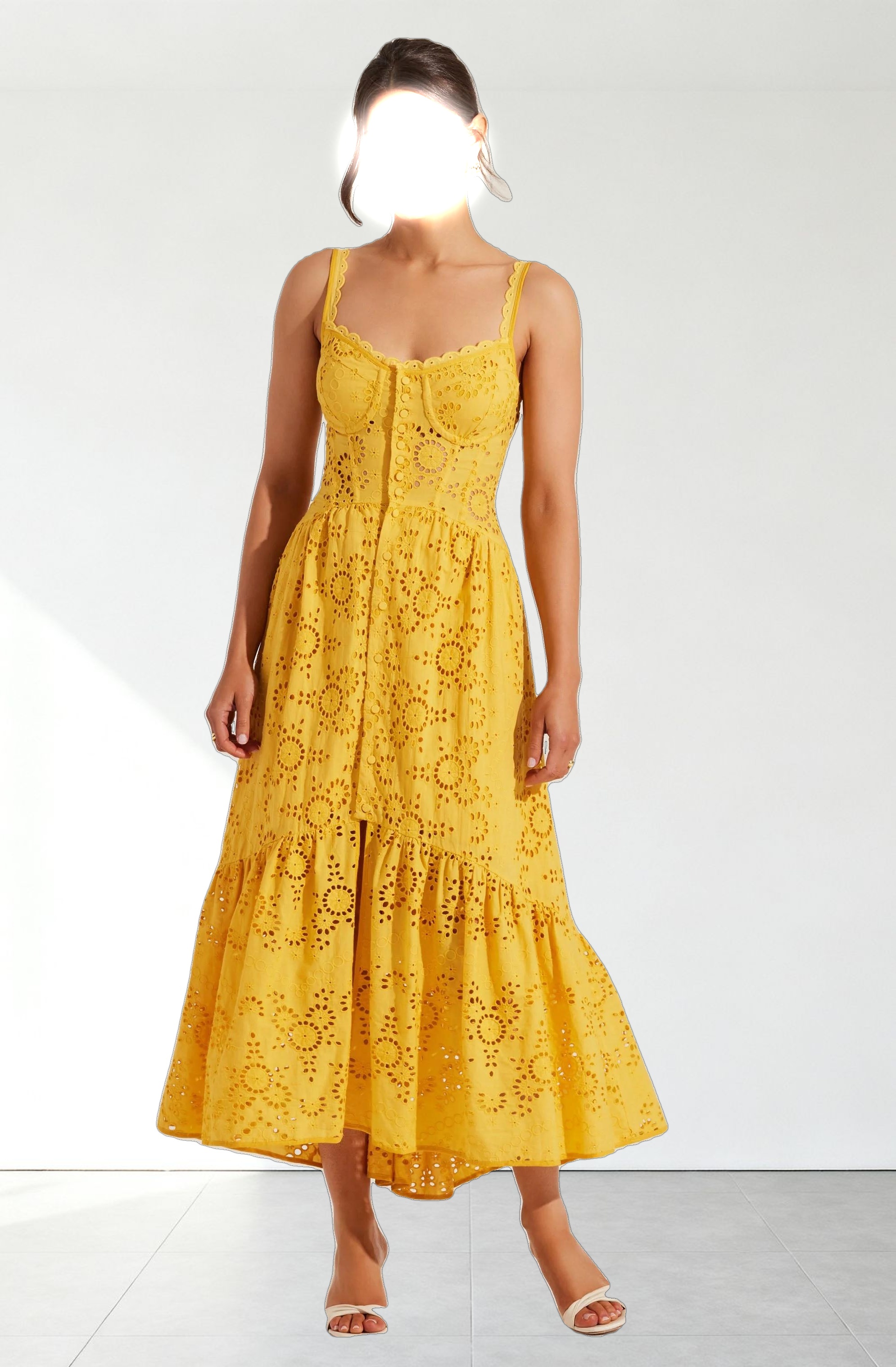 Yamila Eyelet Corset Midi Dress