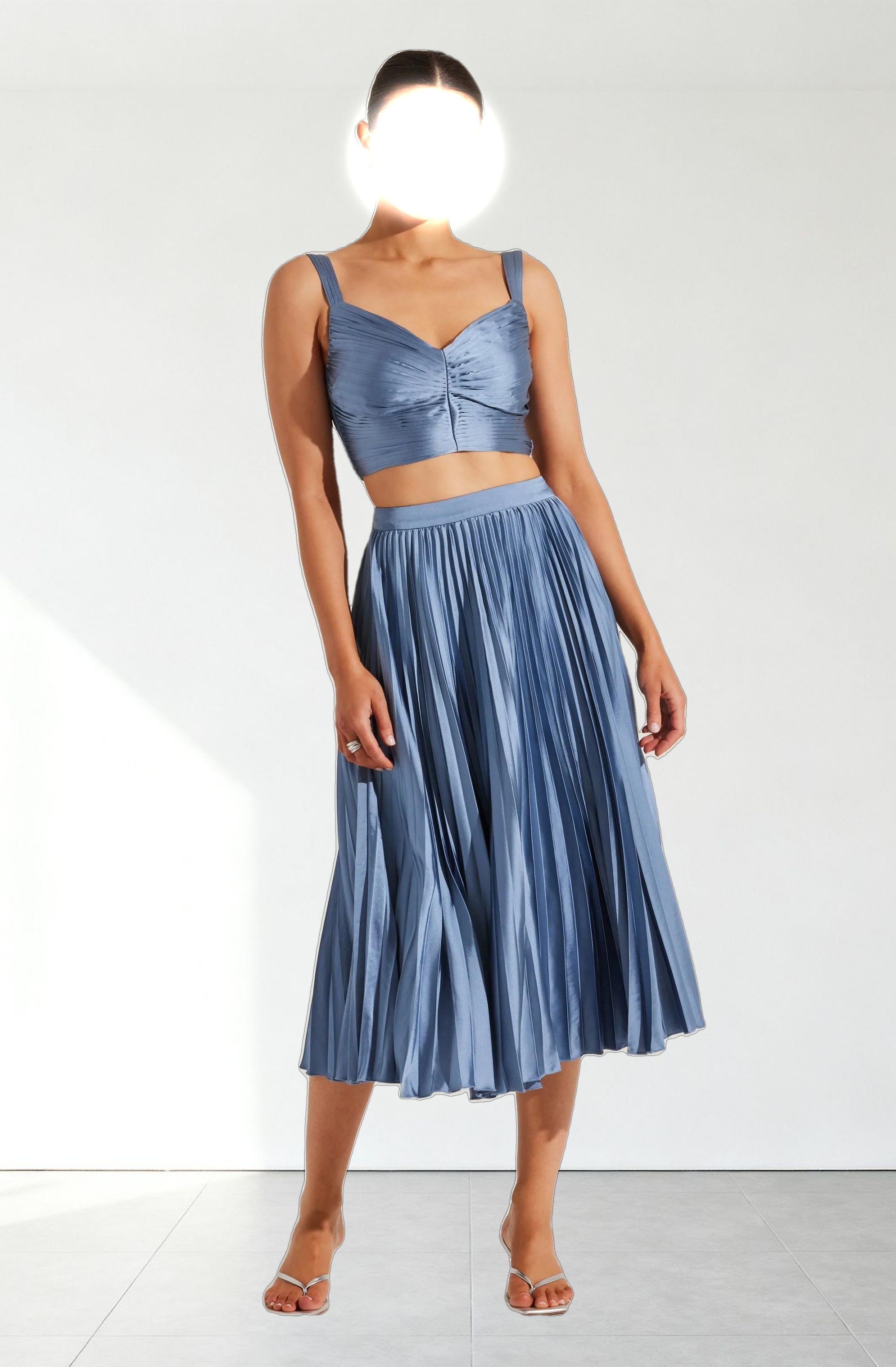 Satin Pleated Crop Top