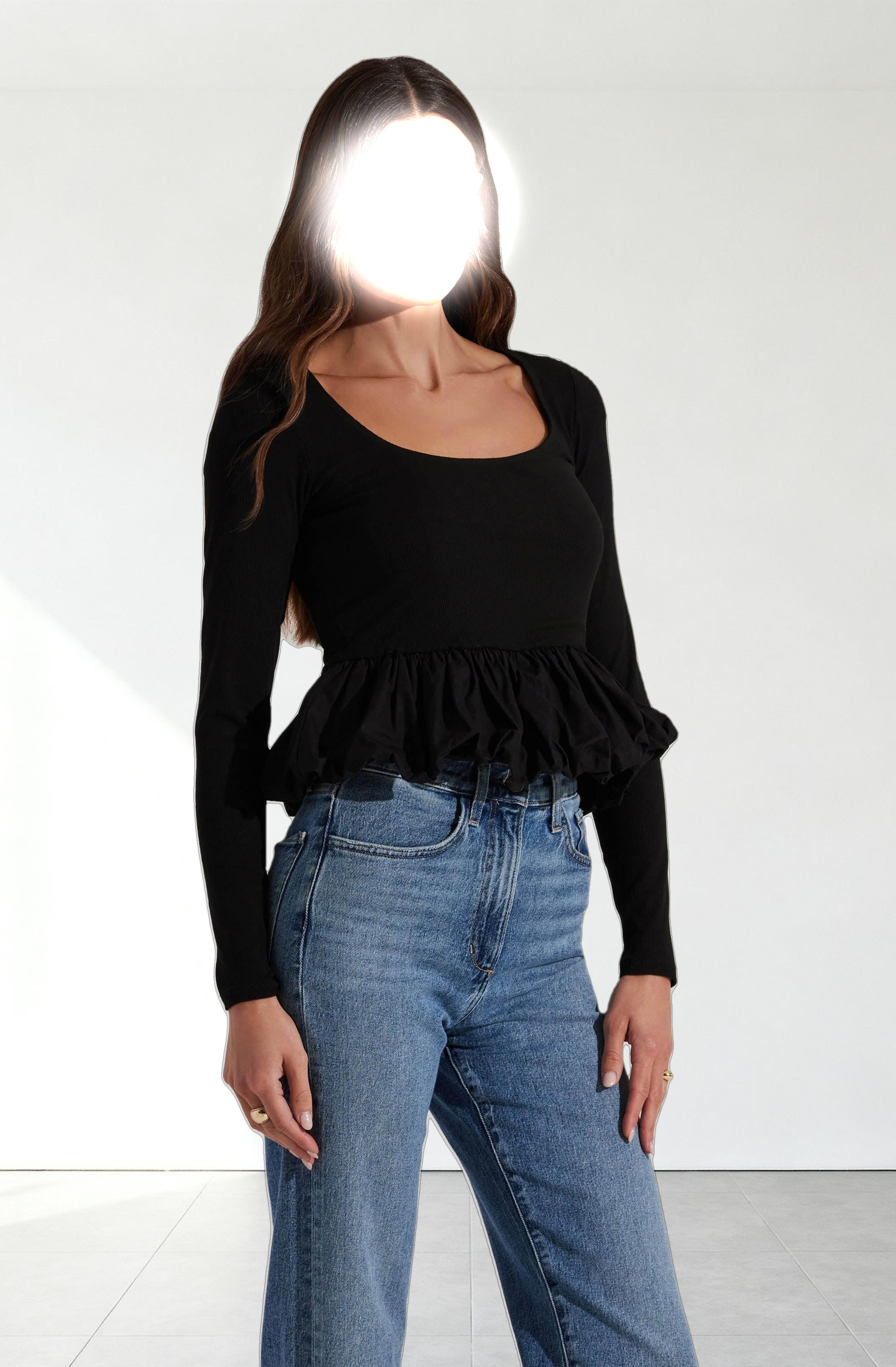 Bubble Hem Peplum Top