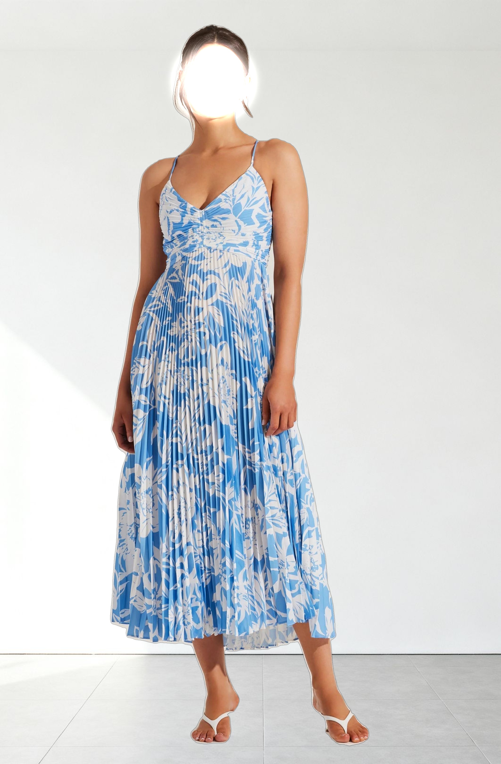 Blythe Floral Plisse Midi Dress