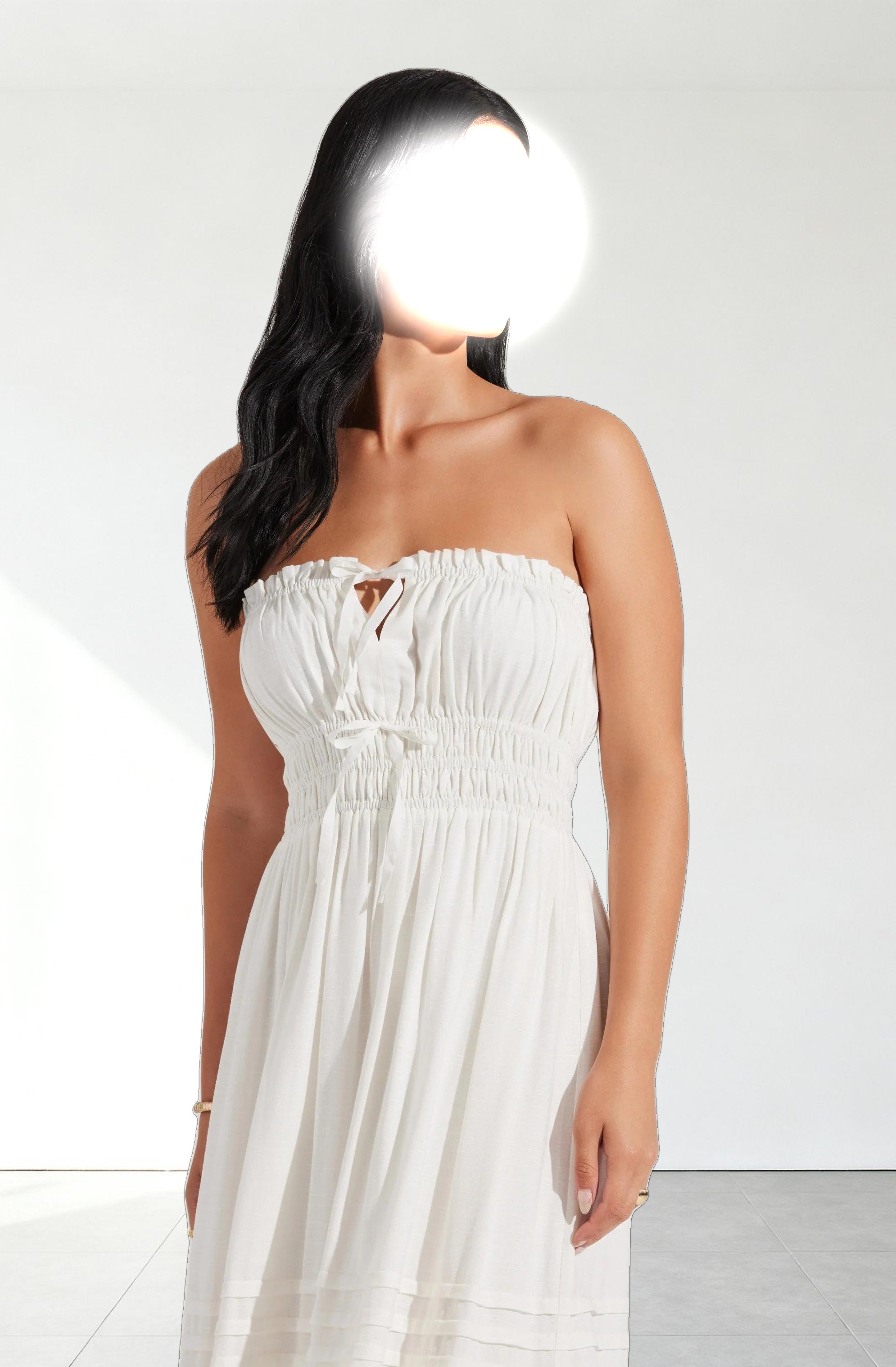 Aubrie Strapless Smocked Midi Dress