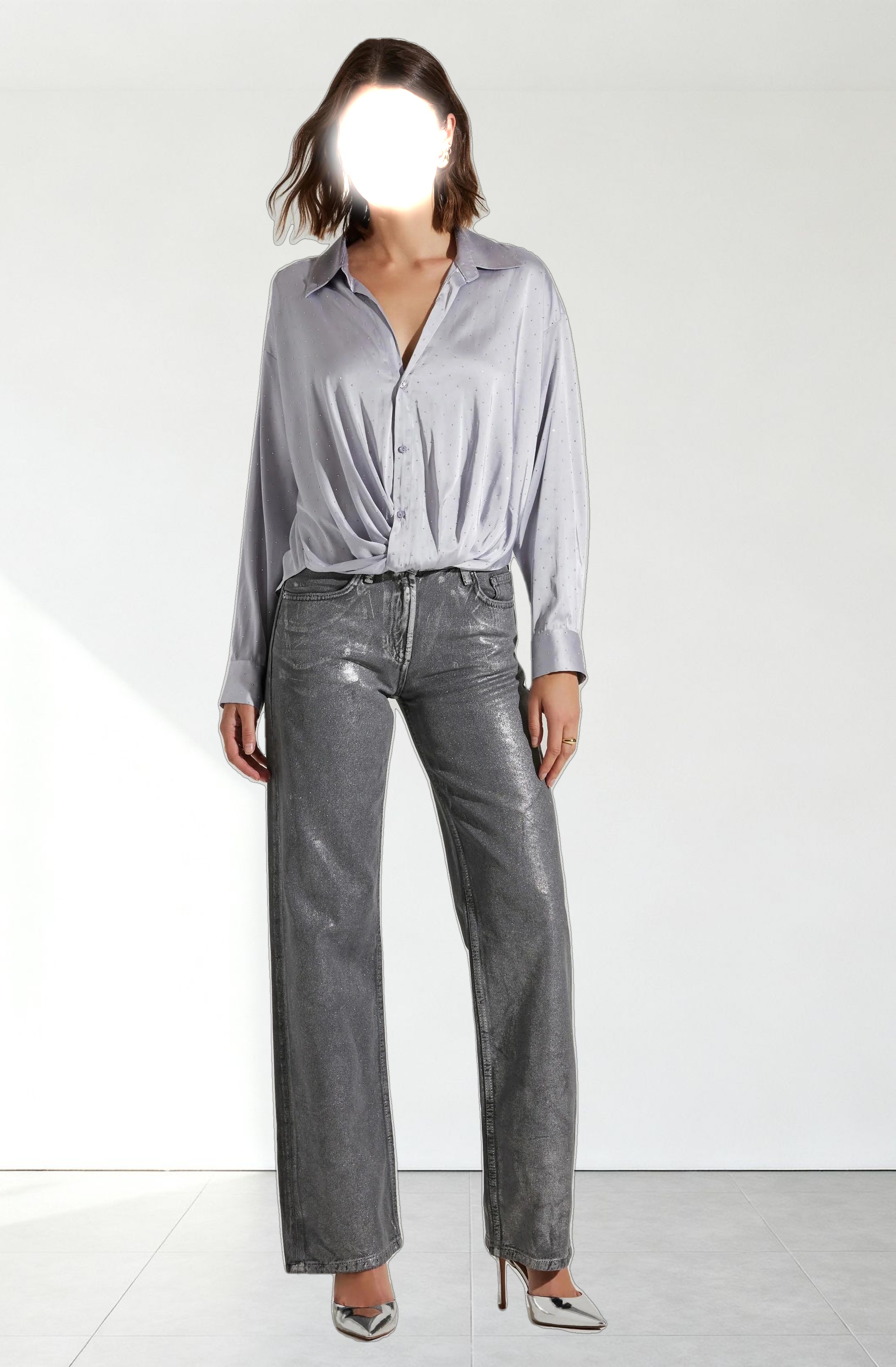 Sebio Satin Rhinestone Top