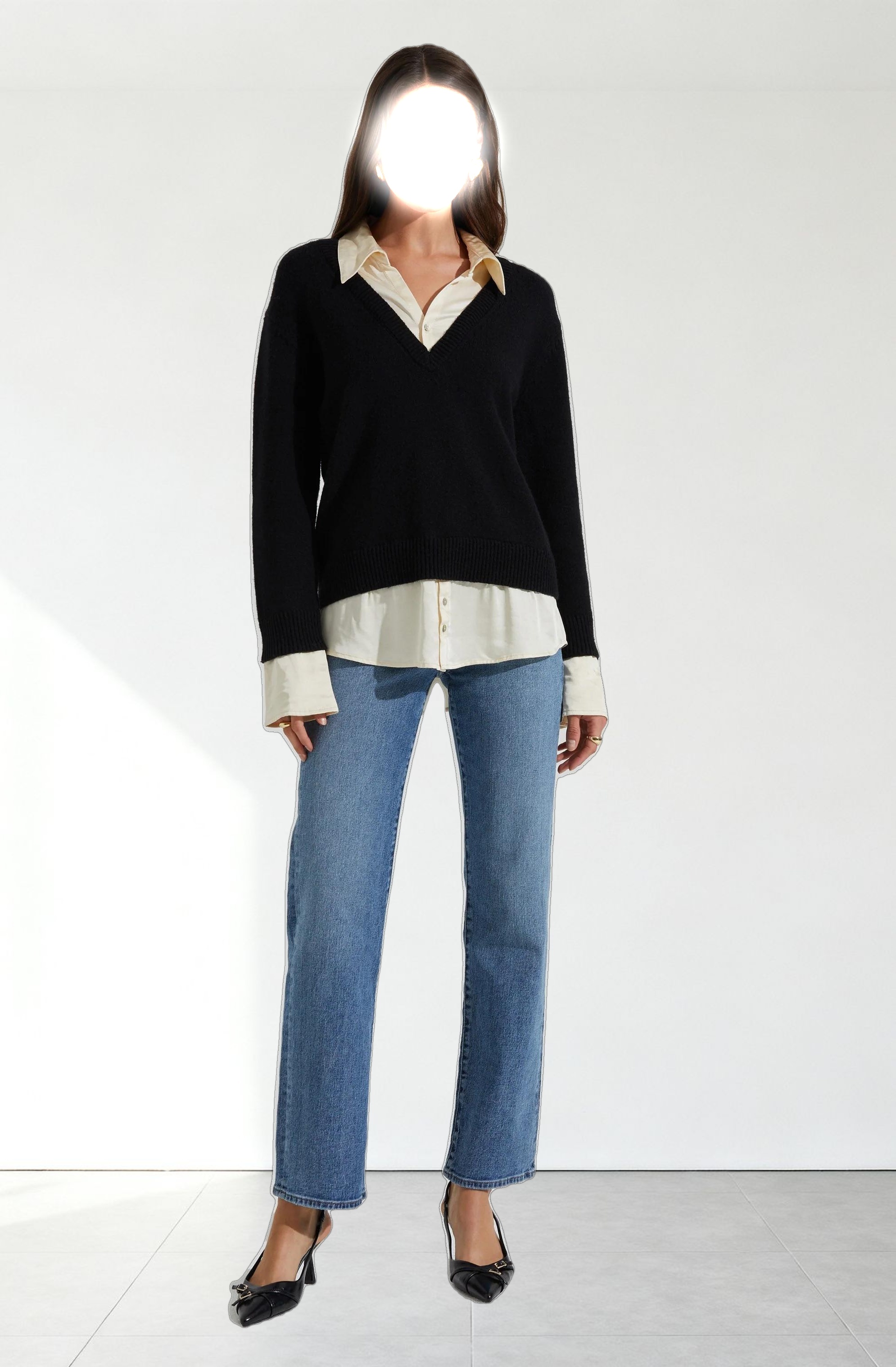 Jianna Mixed Media Layered Sweater