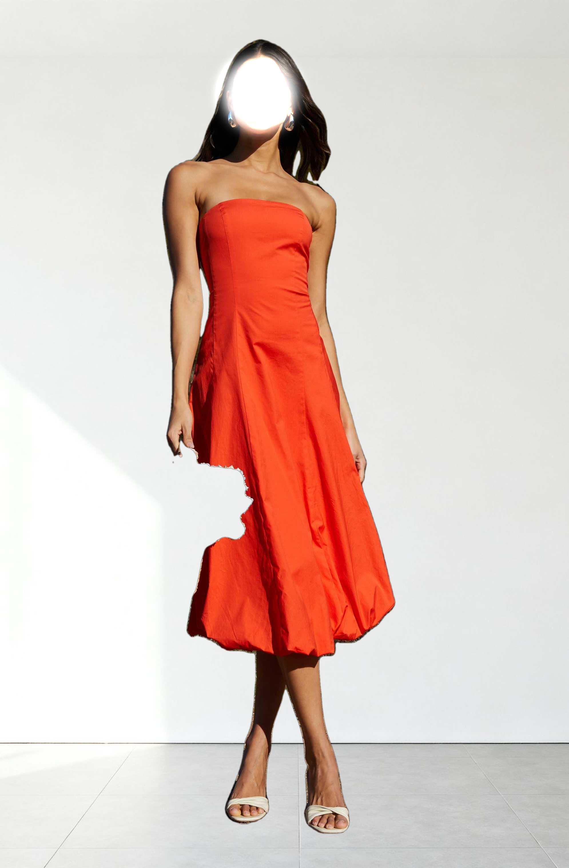 Lace Up Strapless Bubble Dress