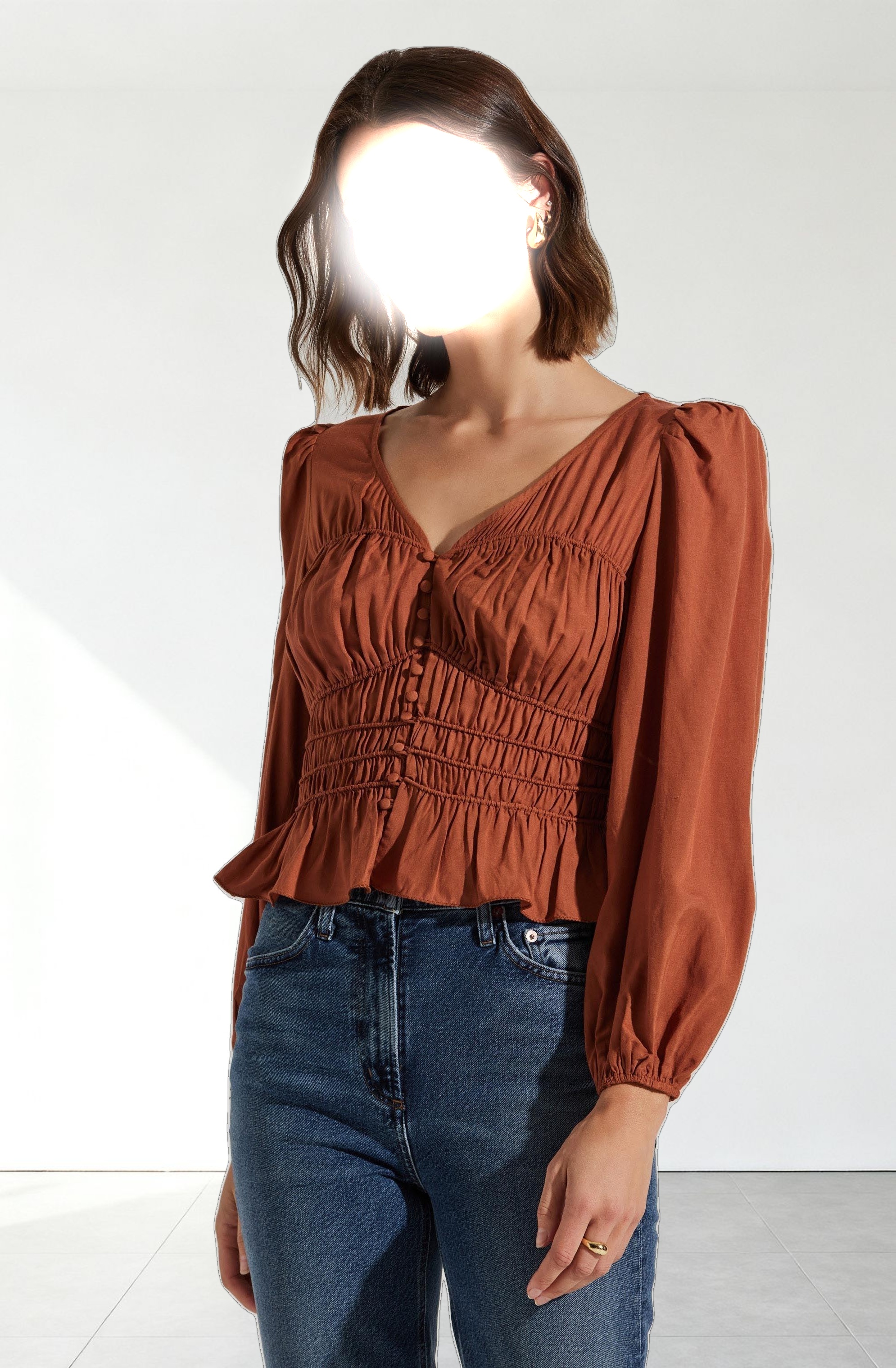 Wilette Smocked V-Neck Top