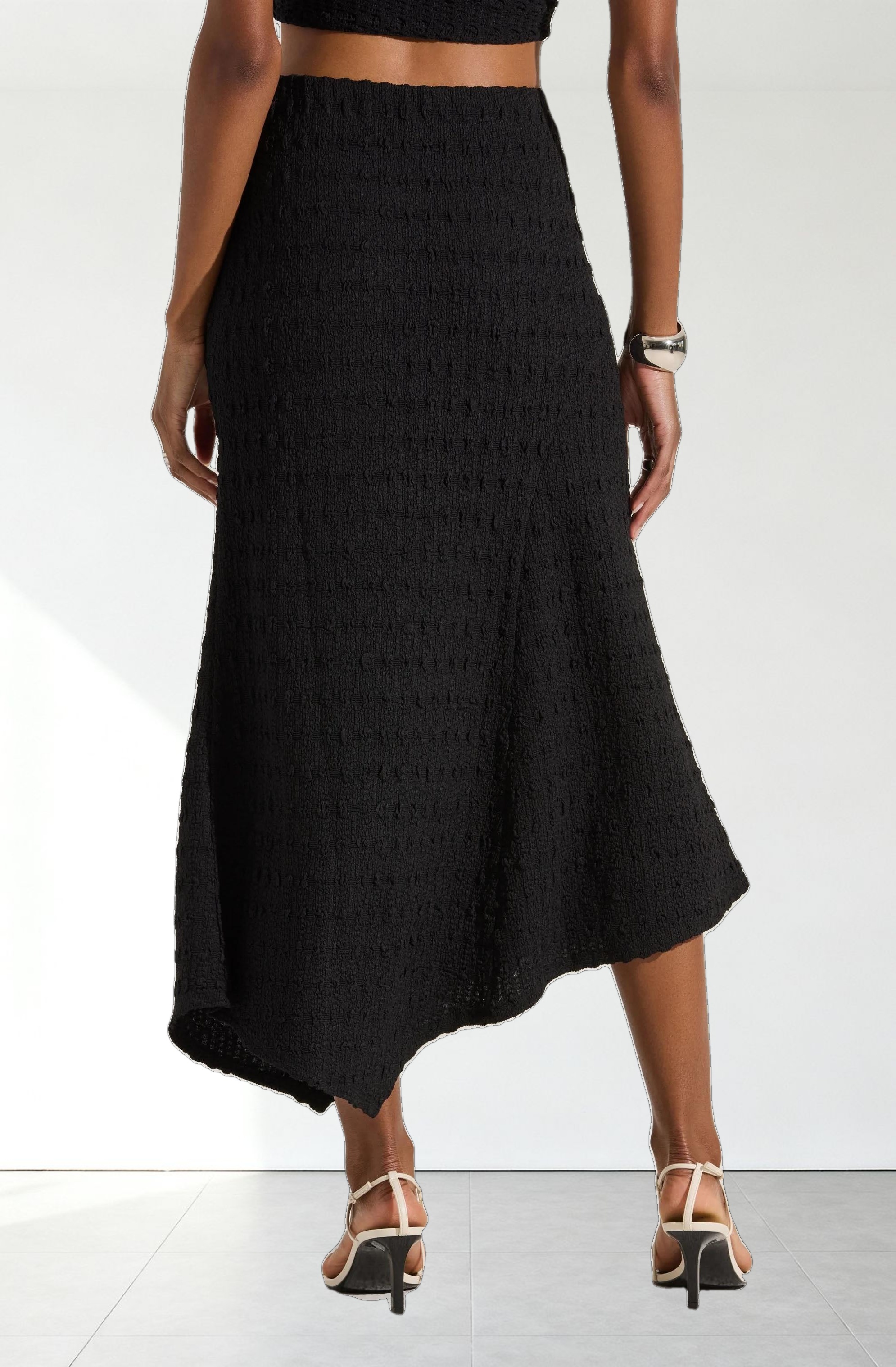 Textured Asymmetric Knit Skirt