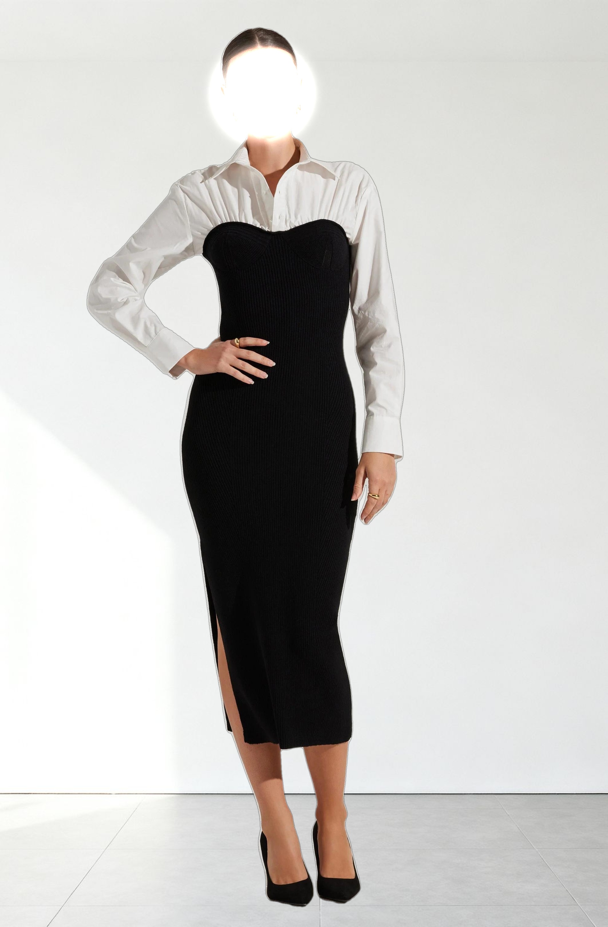 Allyn Contrast Midi Sweater Dress