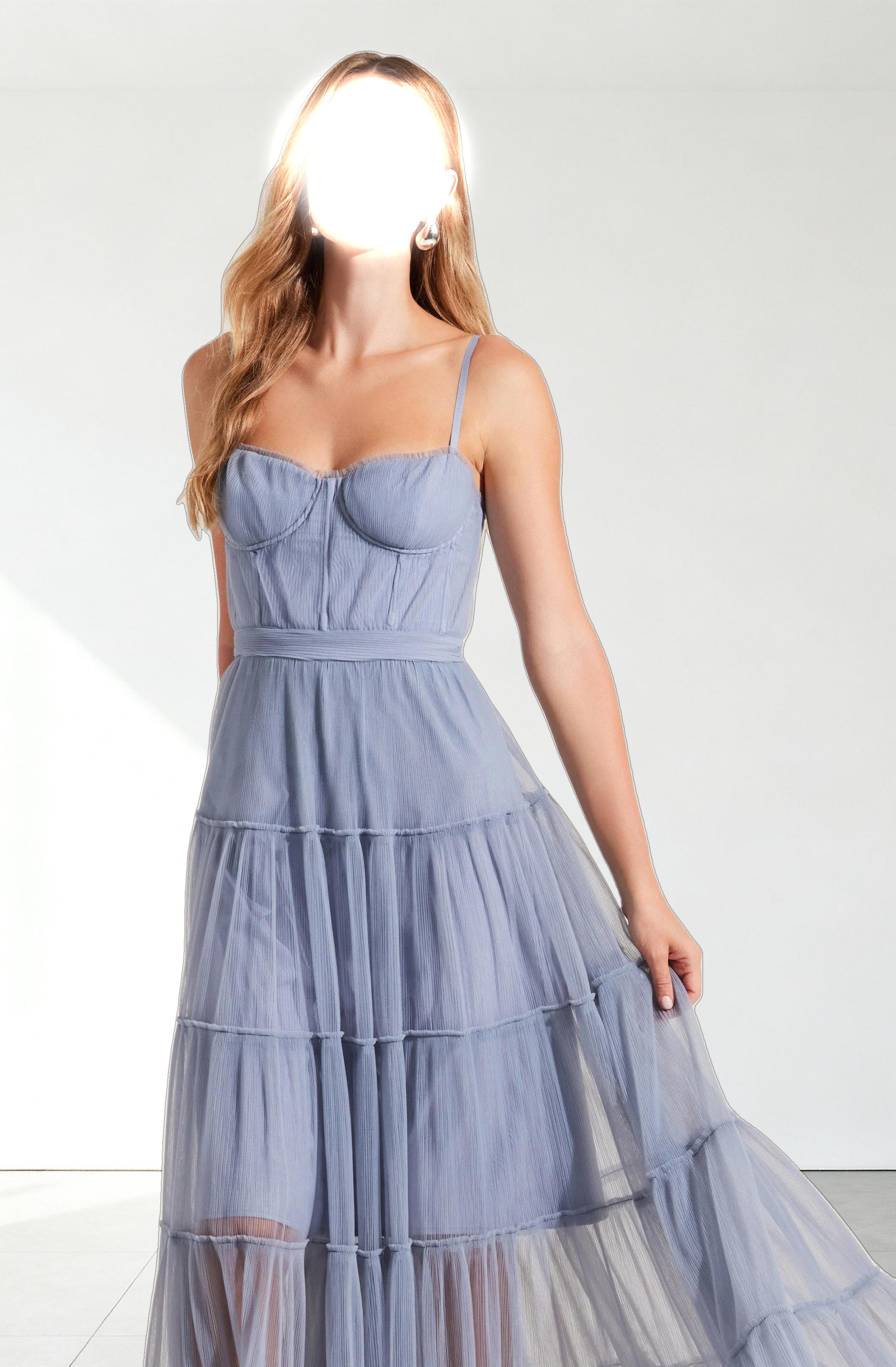 Mireya Bustier Tulle Maxi Dress