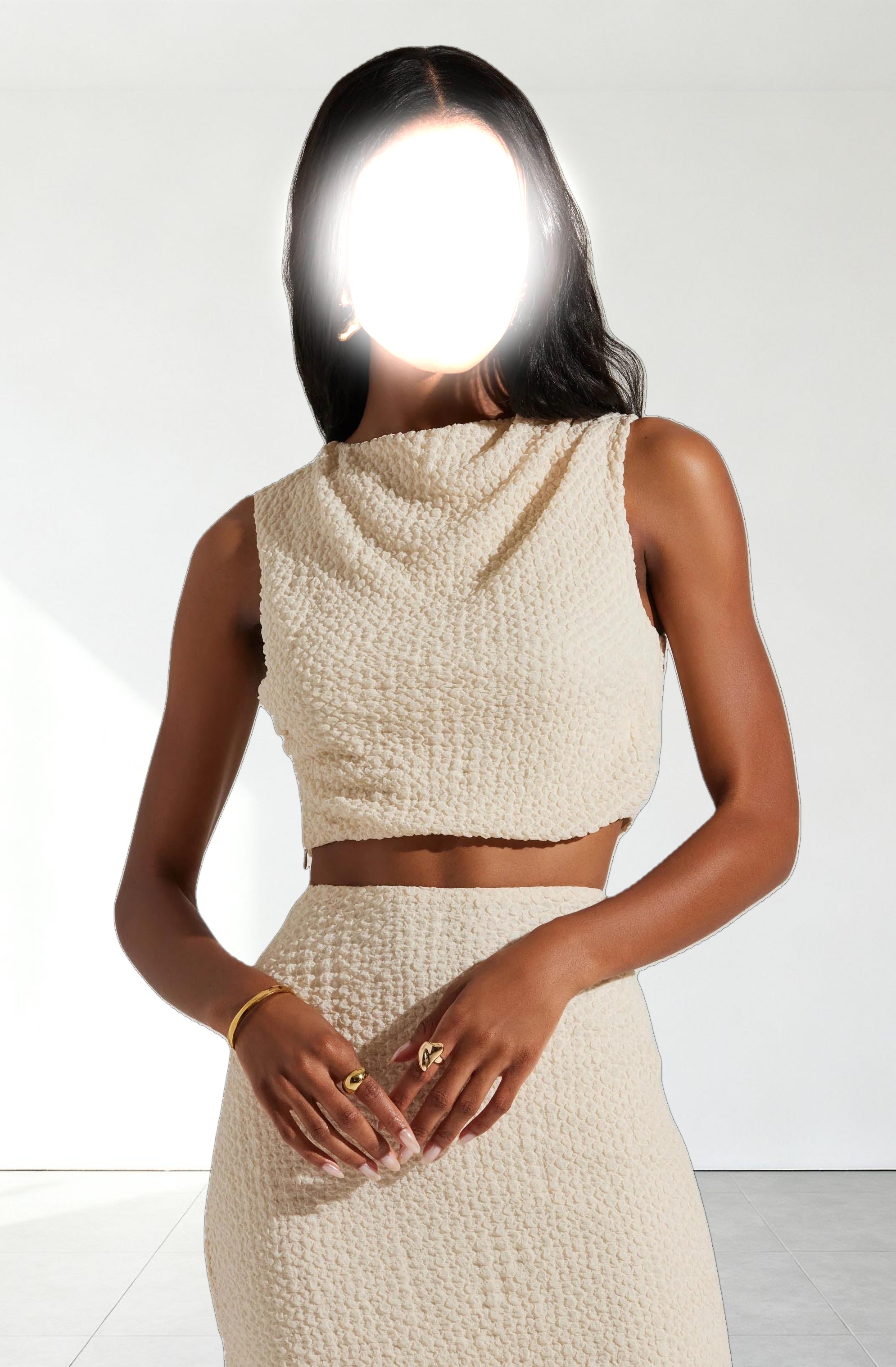Keely Textured Sleeveless Crop Top