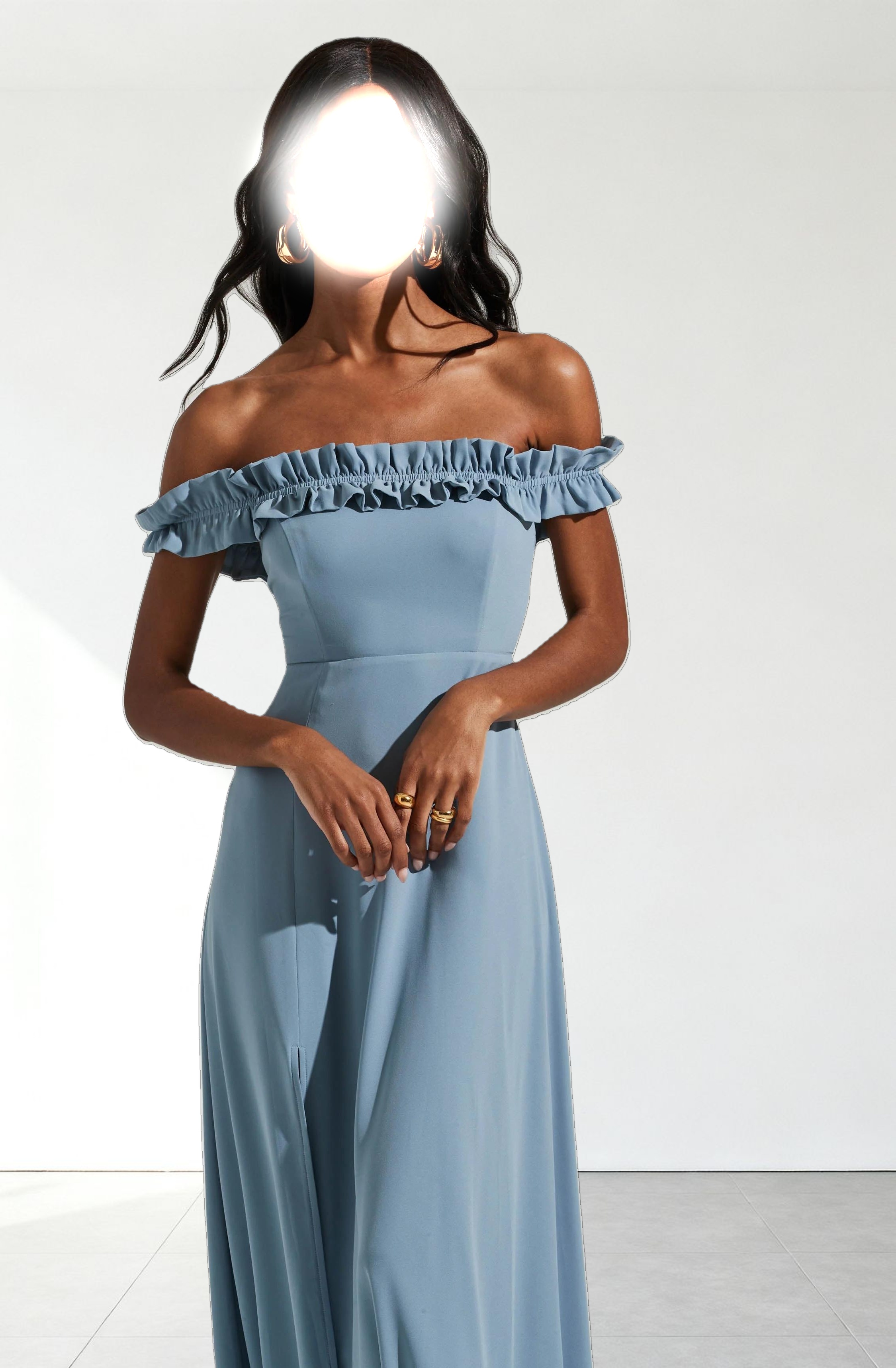 Venetia Off Shoulder Ruffle Trim Maxi Dress