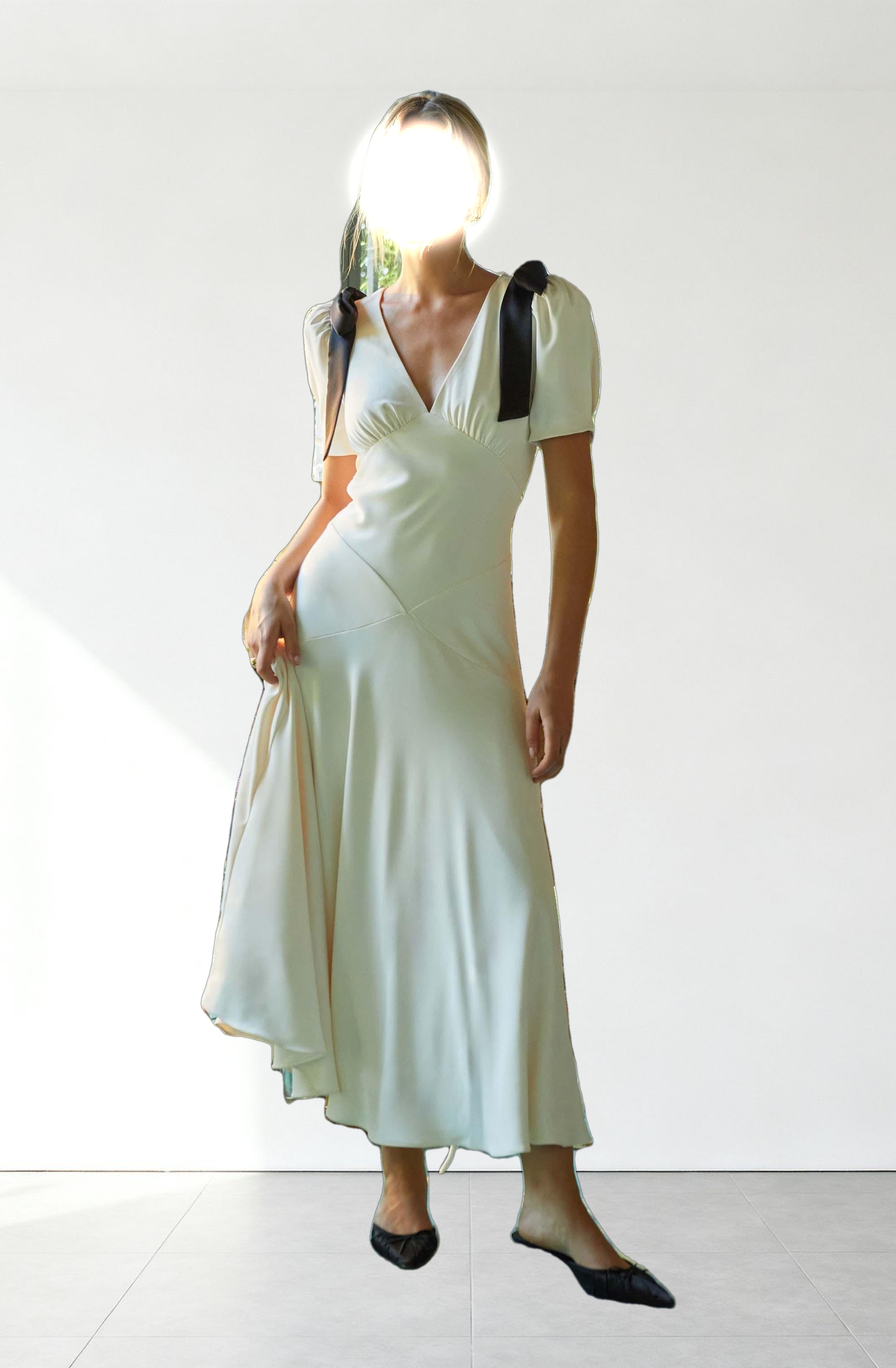 Ciela Bow Puff Sleeve Dress