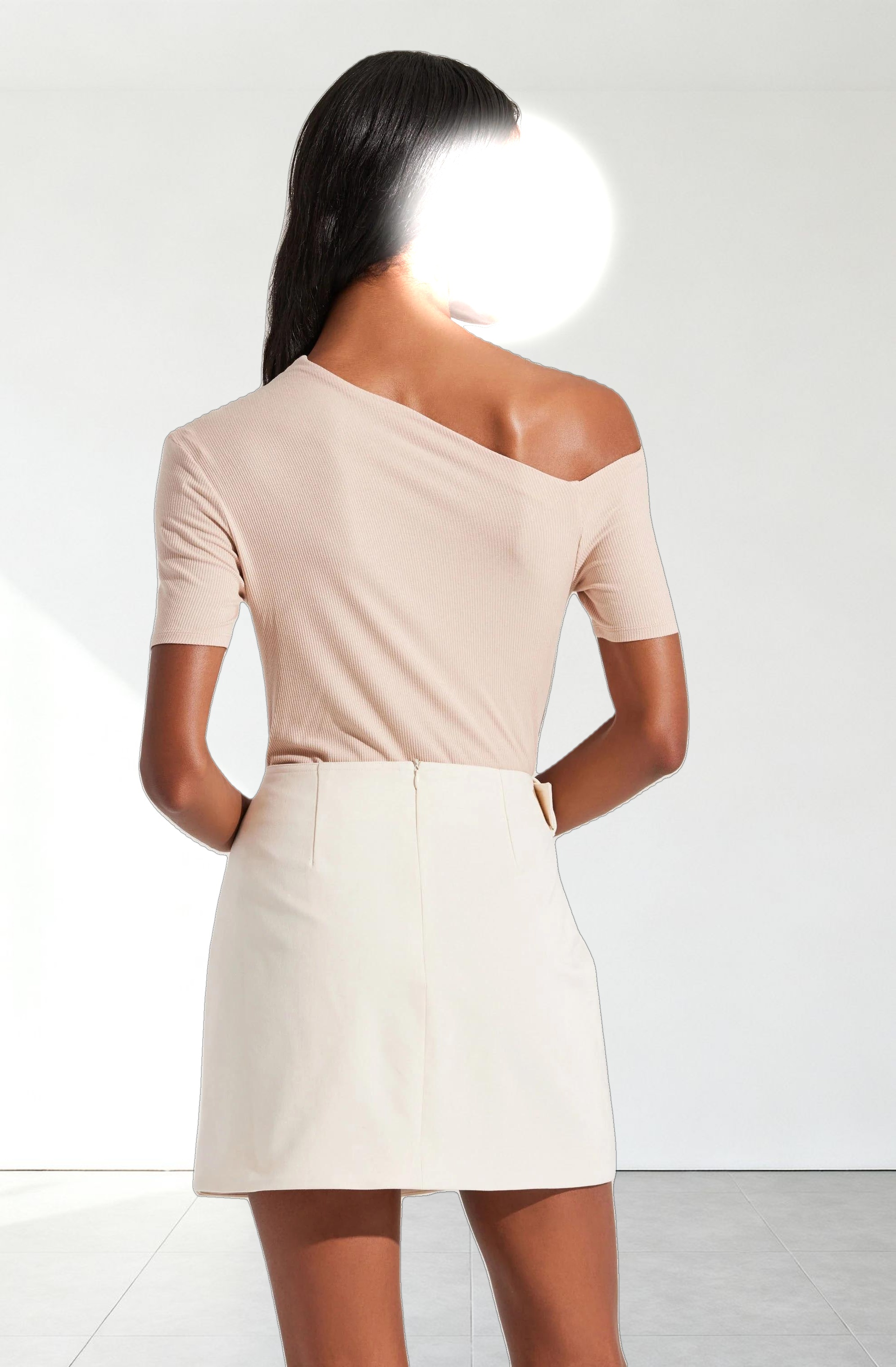 Ash Ribbed Off Shoulder Top