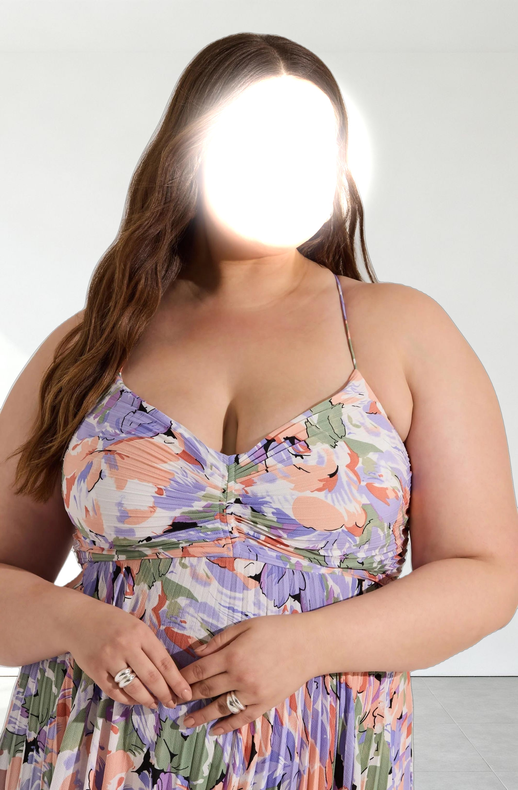 Blythe Floral Plisse Midi Dress